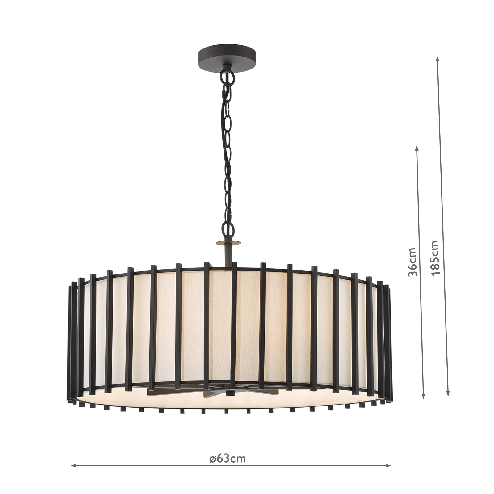 Cagliari 8 Light Pendant Matt Black With Shade