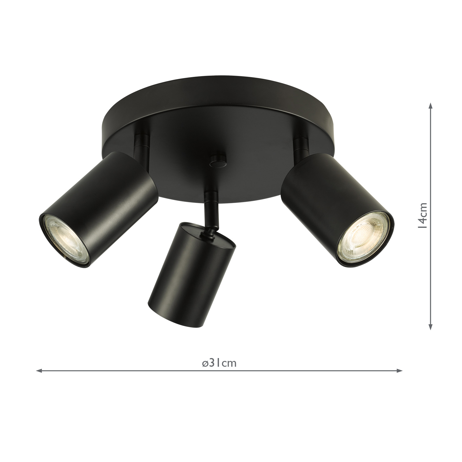 Cawley 3 Light Plate Spotlight Matt Black