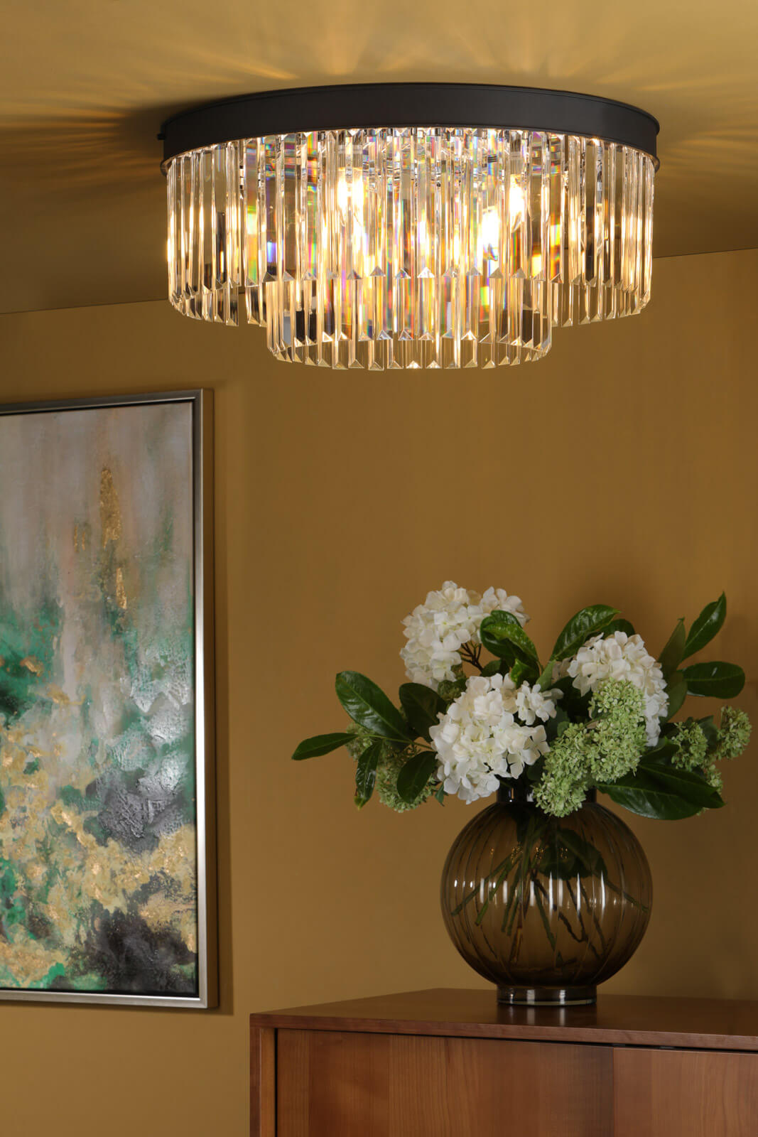 Celeus 6 Light Flush Matt Anthracite & Crystal