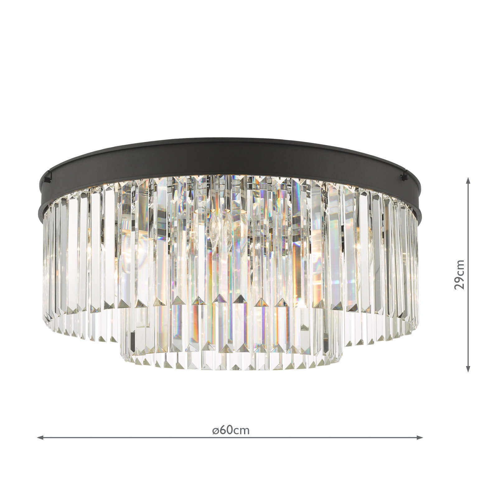 Celeus 6 Light Flush Matt Anthracite & Crystal