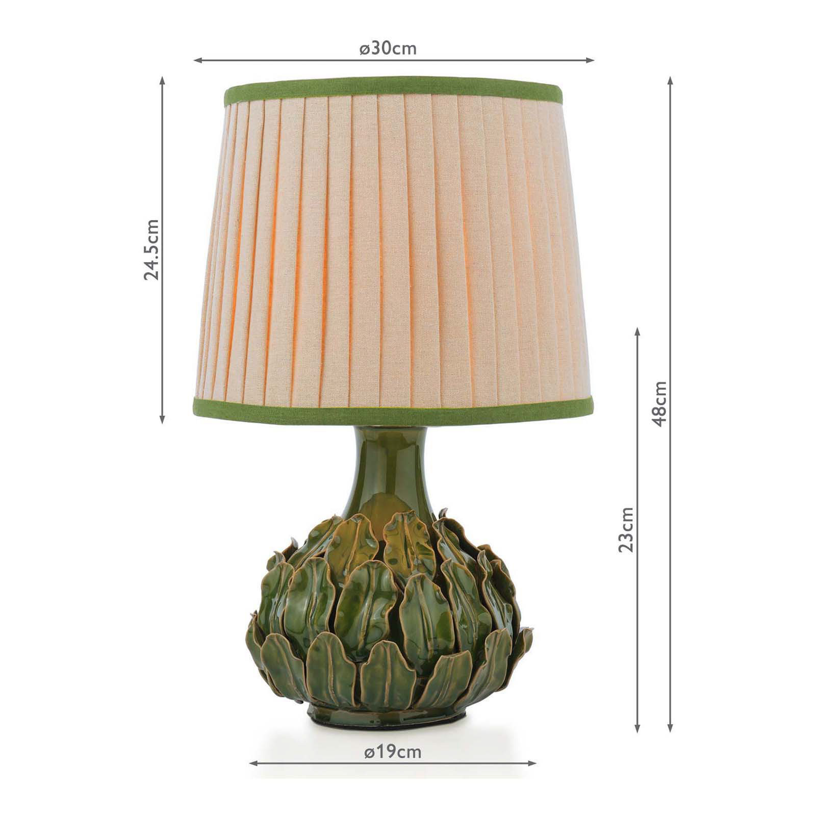 Joules Chatsworth Table Lamp Green Ceramic and Matt Antique Brass With Shade