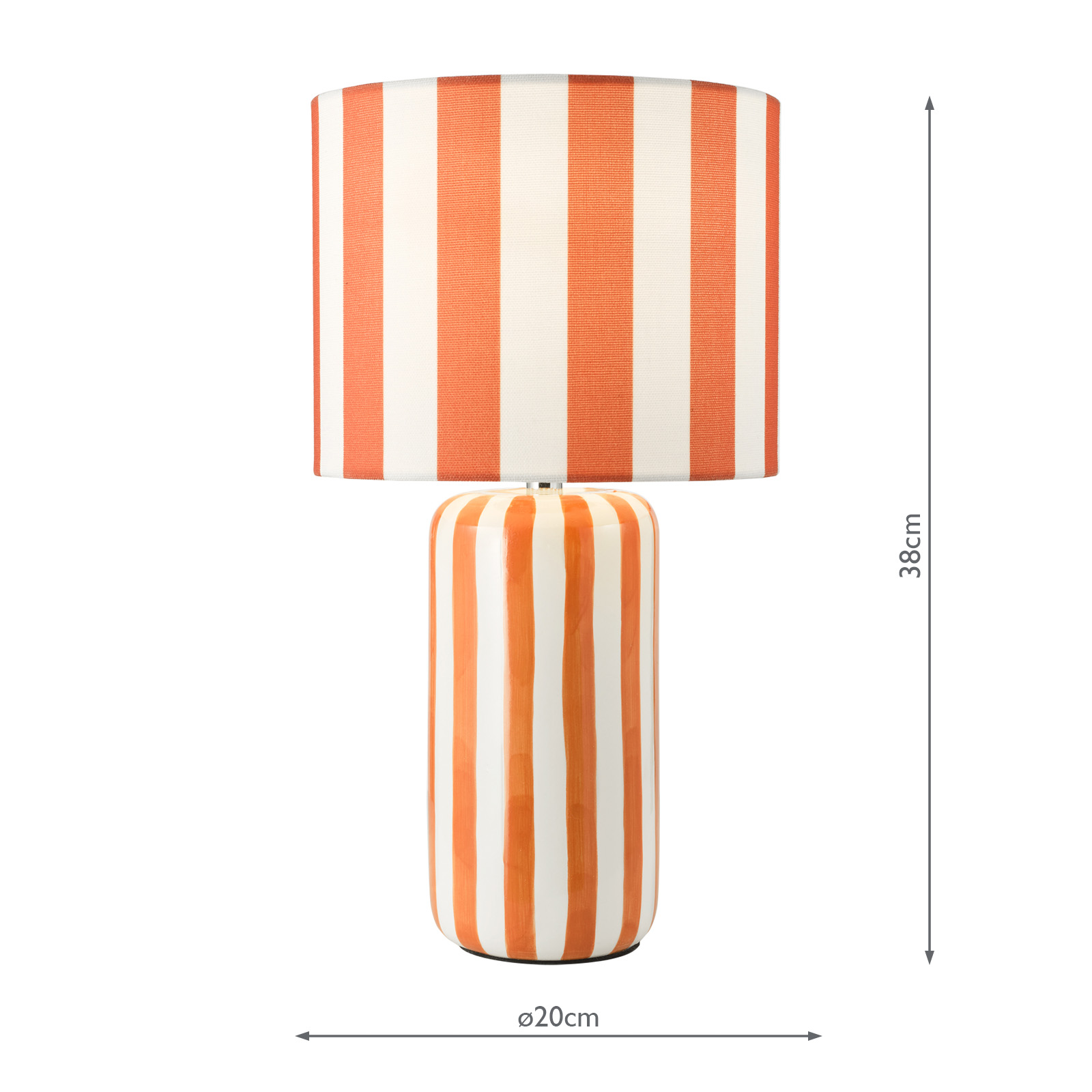 Cicada Table Lamp Orange Ceramic and Polished Chrome With Shade