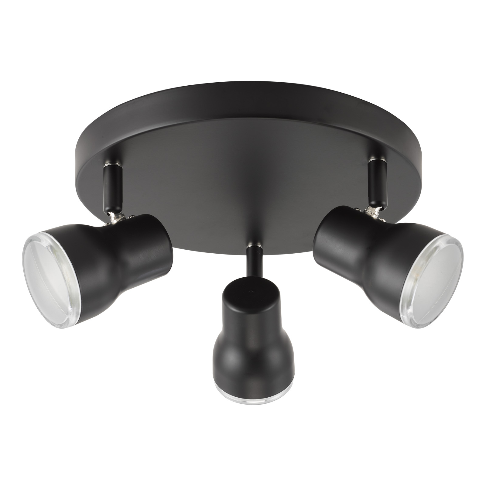 Clint 3 Light Bathroom Plate Spotlight Matt Black IP44