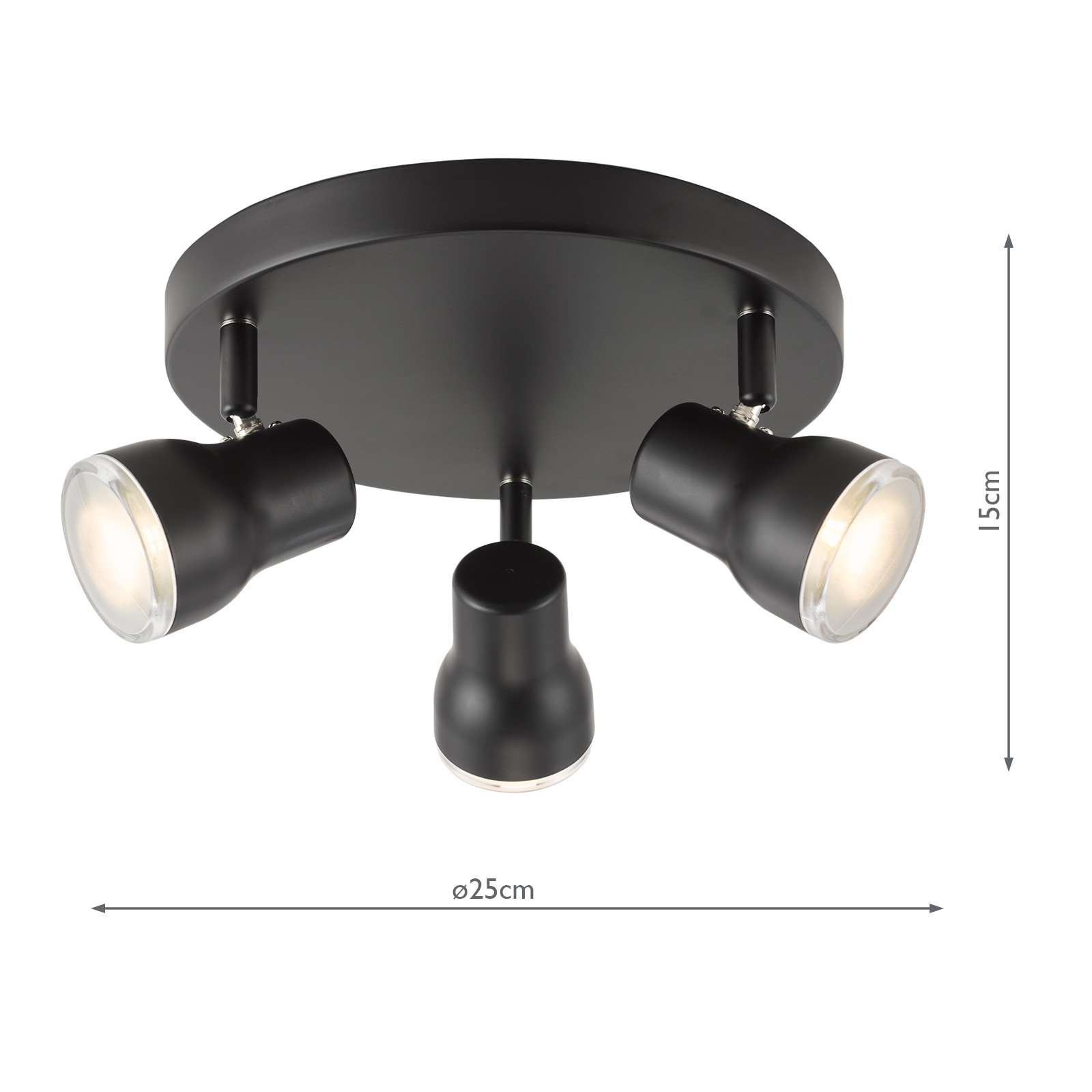 Clint 3 Light Bathroom Plate Spotlight Matt Black IP44