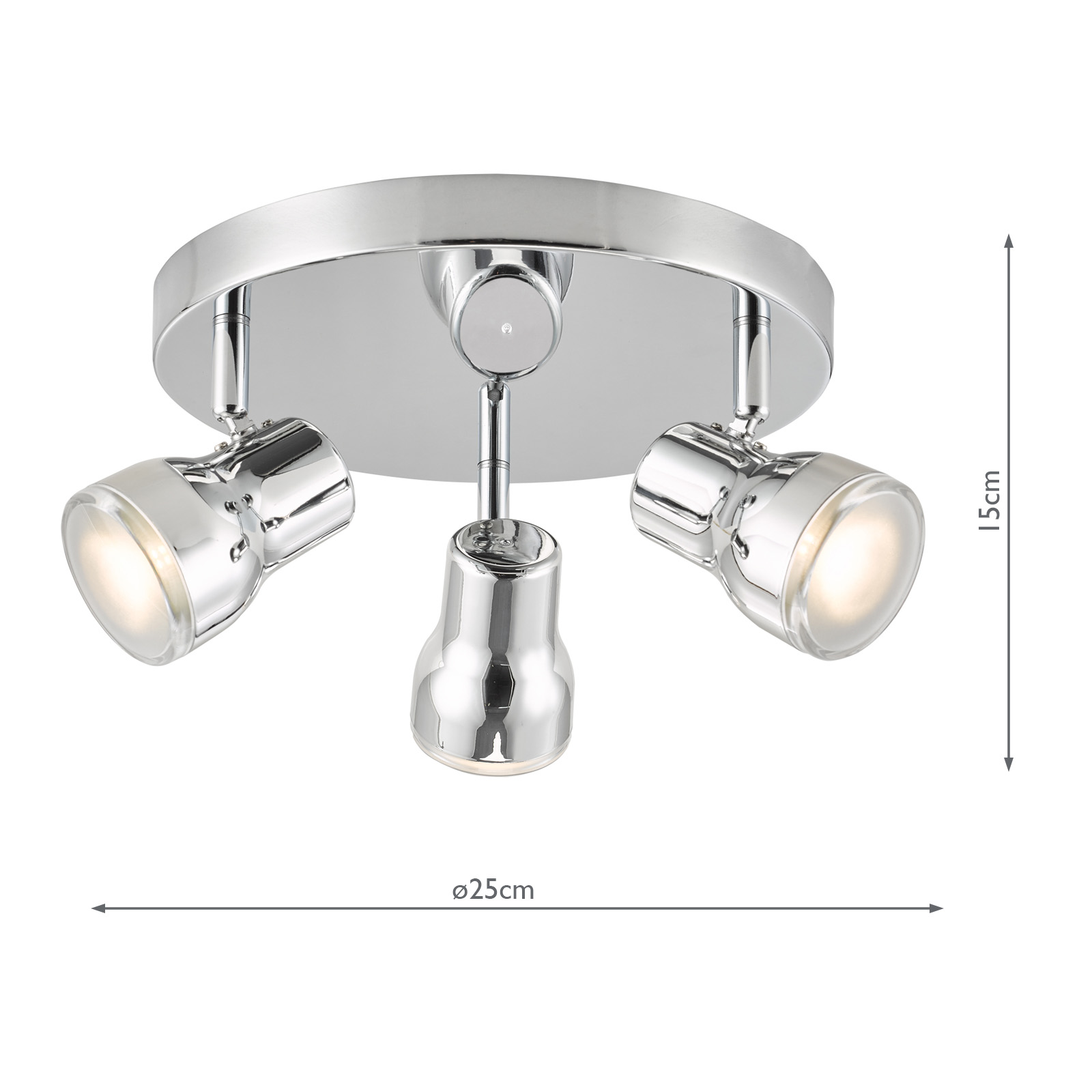 Clint 3 Light Bathroom Plate Spotlight Polished Chrome IP44