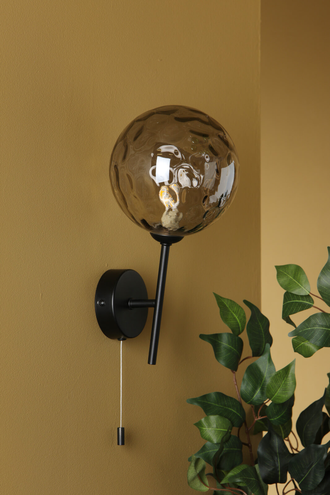 Cohen Wall Light Matt Black With Smoked Dimpled Glass