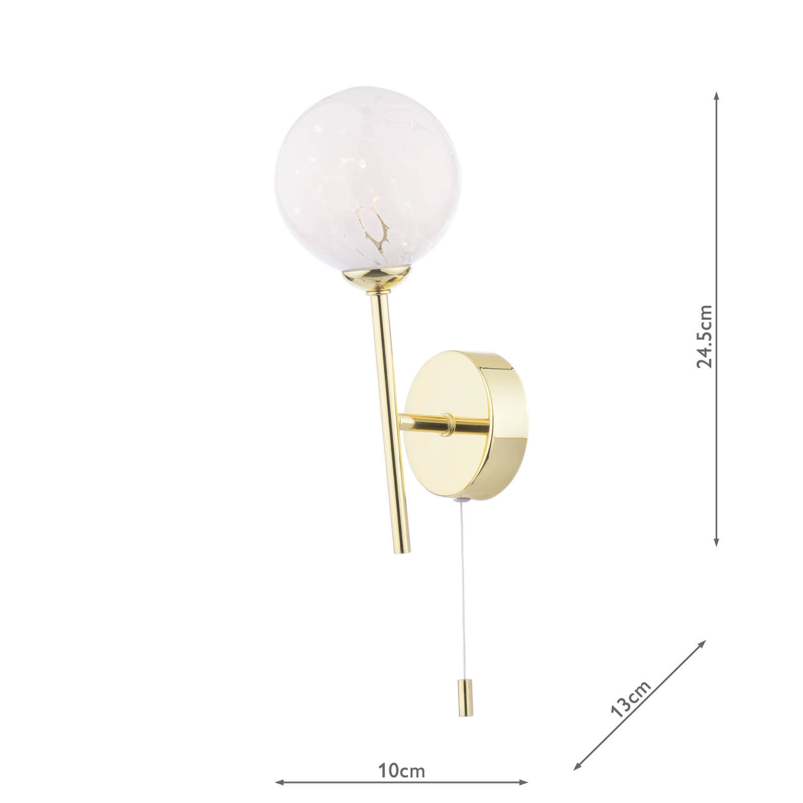 Cohen Wall Light Polished Gold With White Confetti Glass