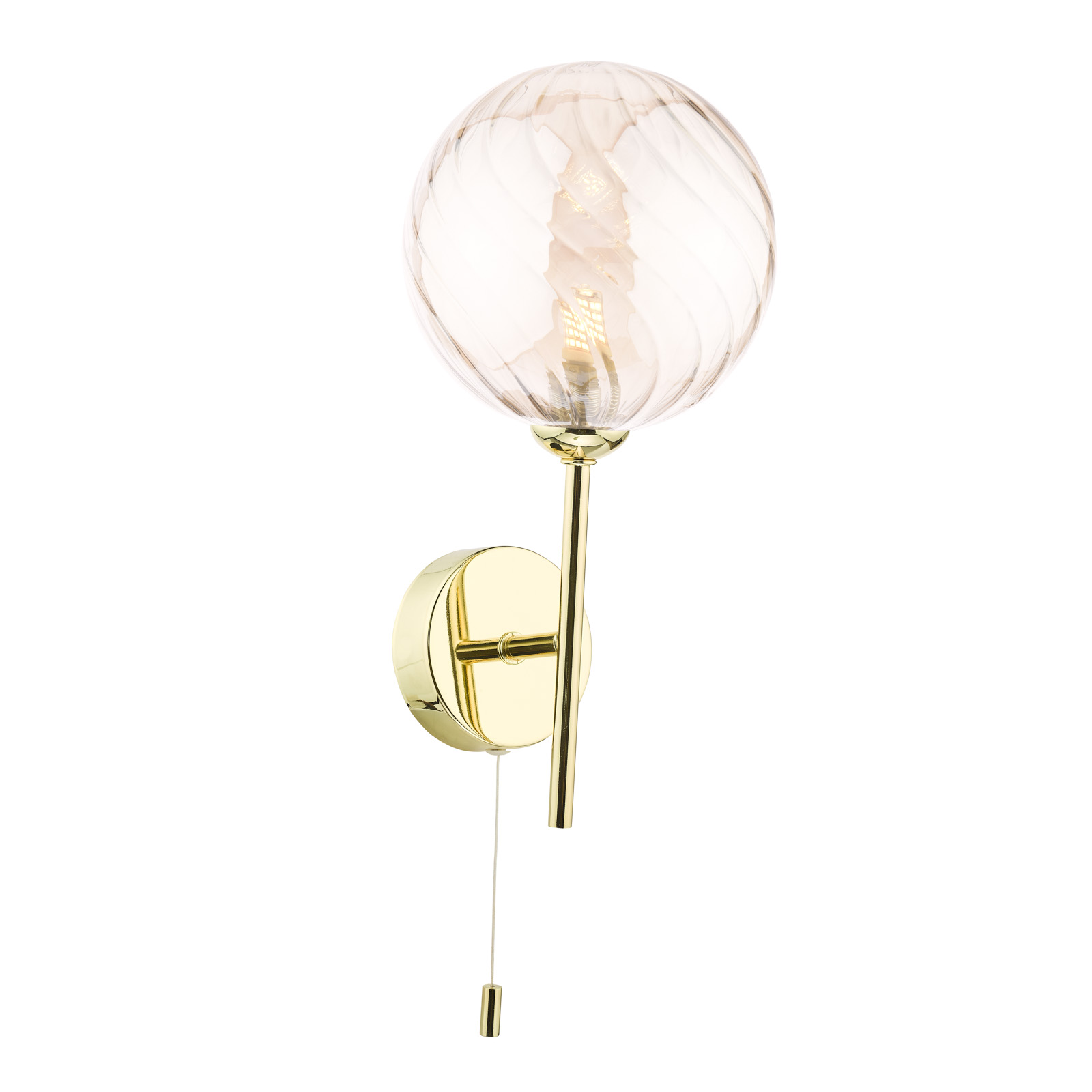 Cohen Wall Light Polished Gold With Twisted Amber Glass