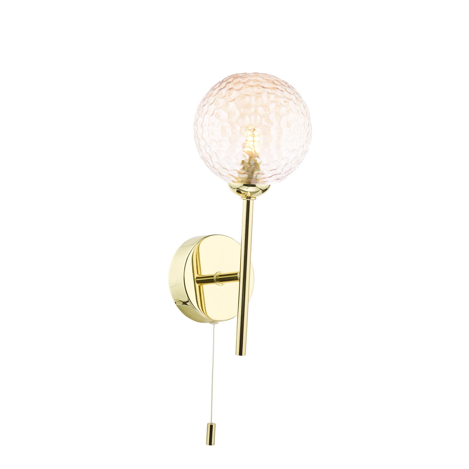 Cohen Wall Light Polished Gold With Amber Hammered Glass