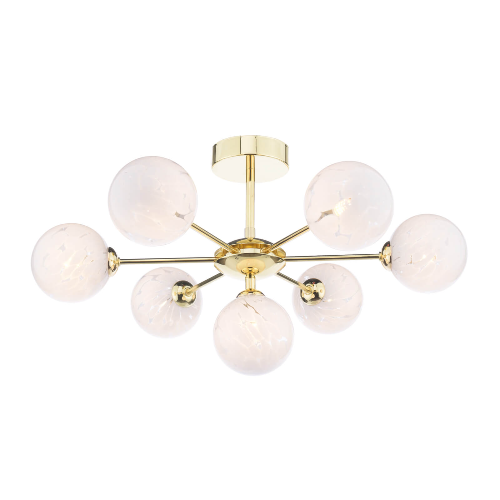 Cohen 7 Light Semi Flush Polished Gold With White Confetti Glass