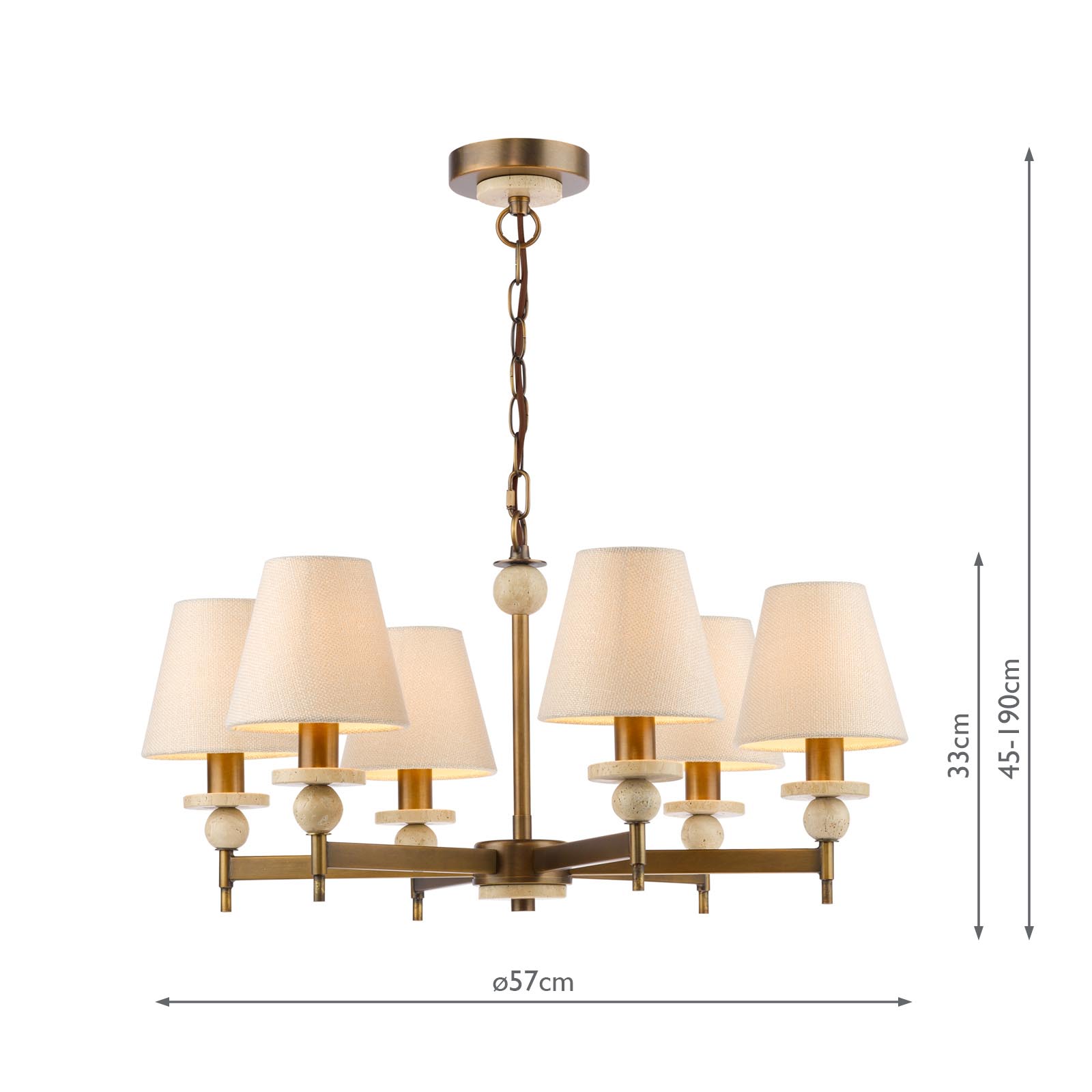 Colenza 6 Light Pendant Antique Bronze and Travertine Fitting Only