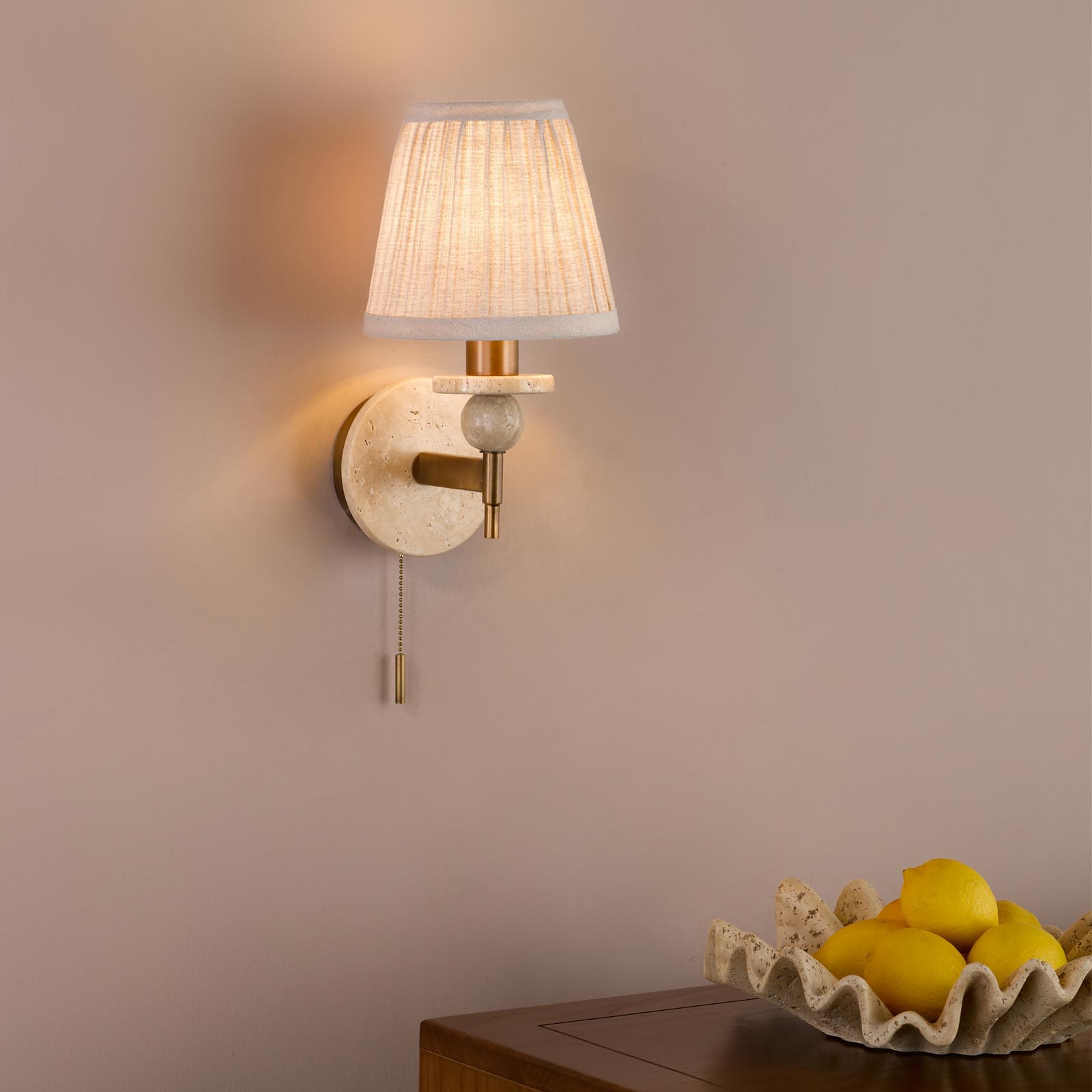 Colenza Wall Light Antique Bronze and Travertine Bracket Only