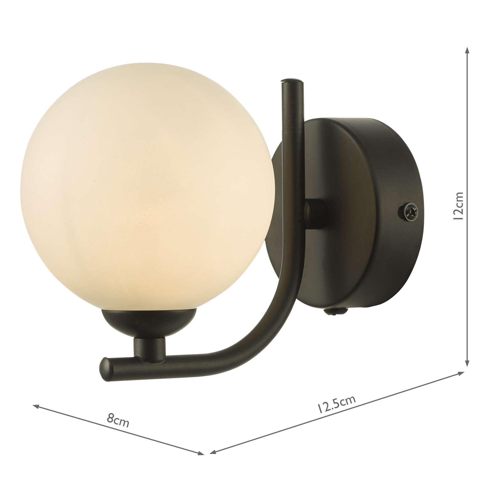 Cradle 1 Light Wall Light Matt Black With Opal Glass