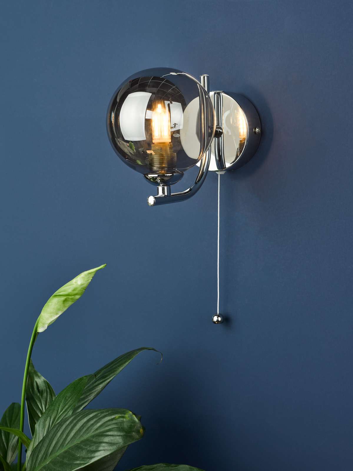 Cradle 1 Light Wall Light Polished Chrome With Smoked Glass