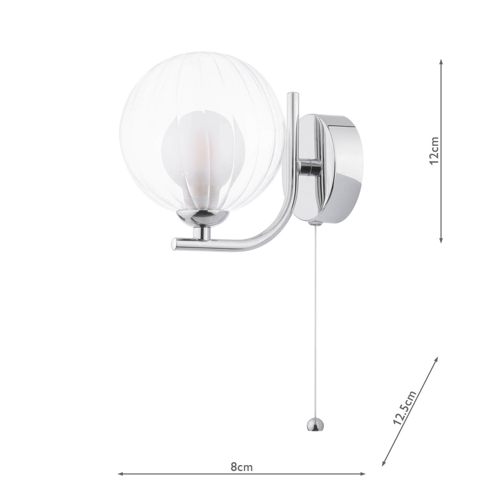Cradle 1 Light Wall Light Polished Chrome With Clear/Opal Glass