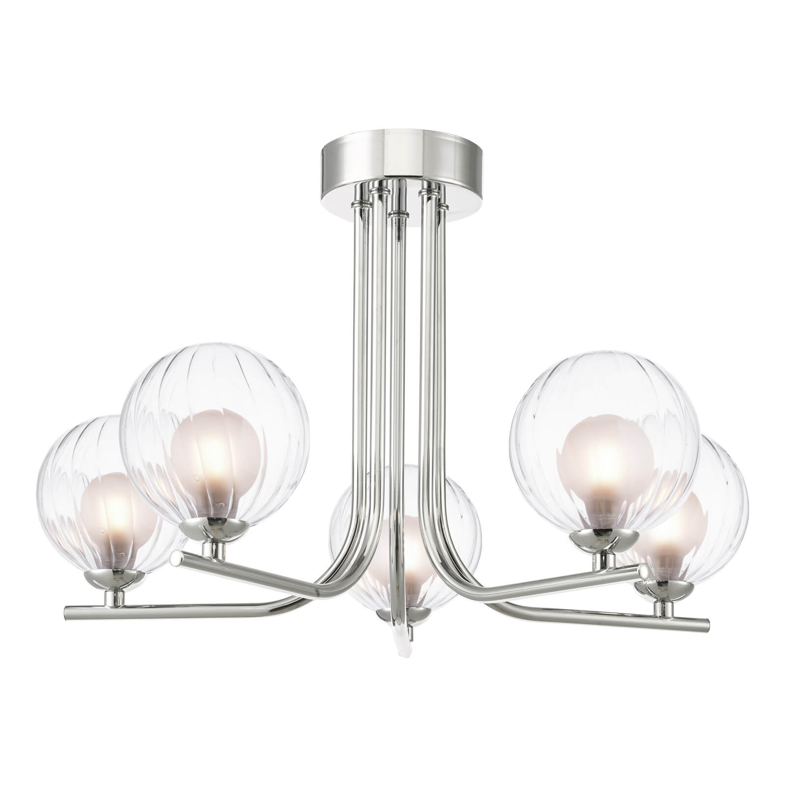 Cradle 5 Light Semi Flush Polished Chrome With Clear/Opal Glass