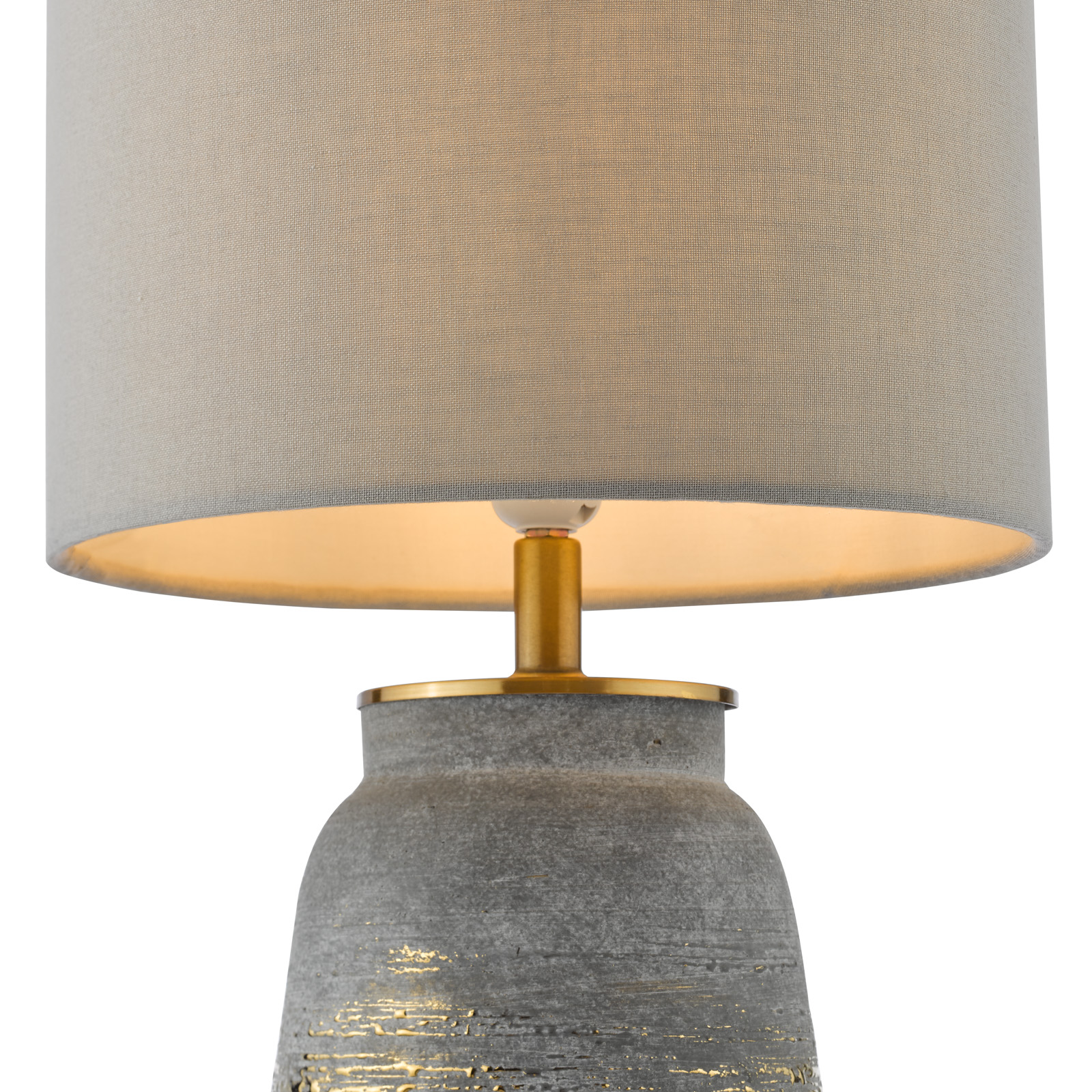 Creon Ceramic Table Lamp Grey and Antique Brassss With Shade