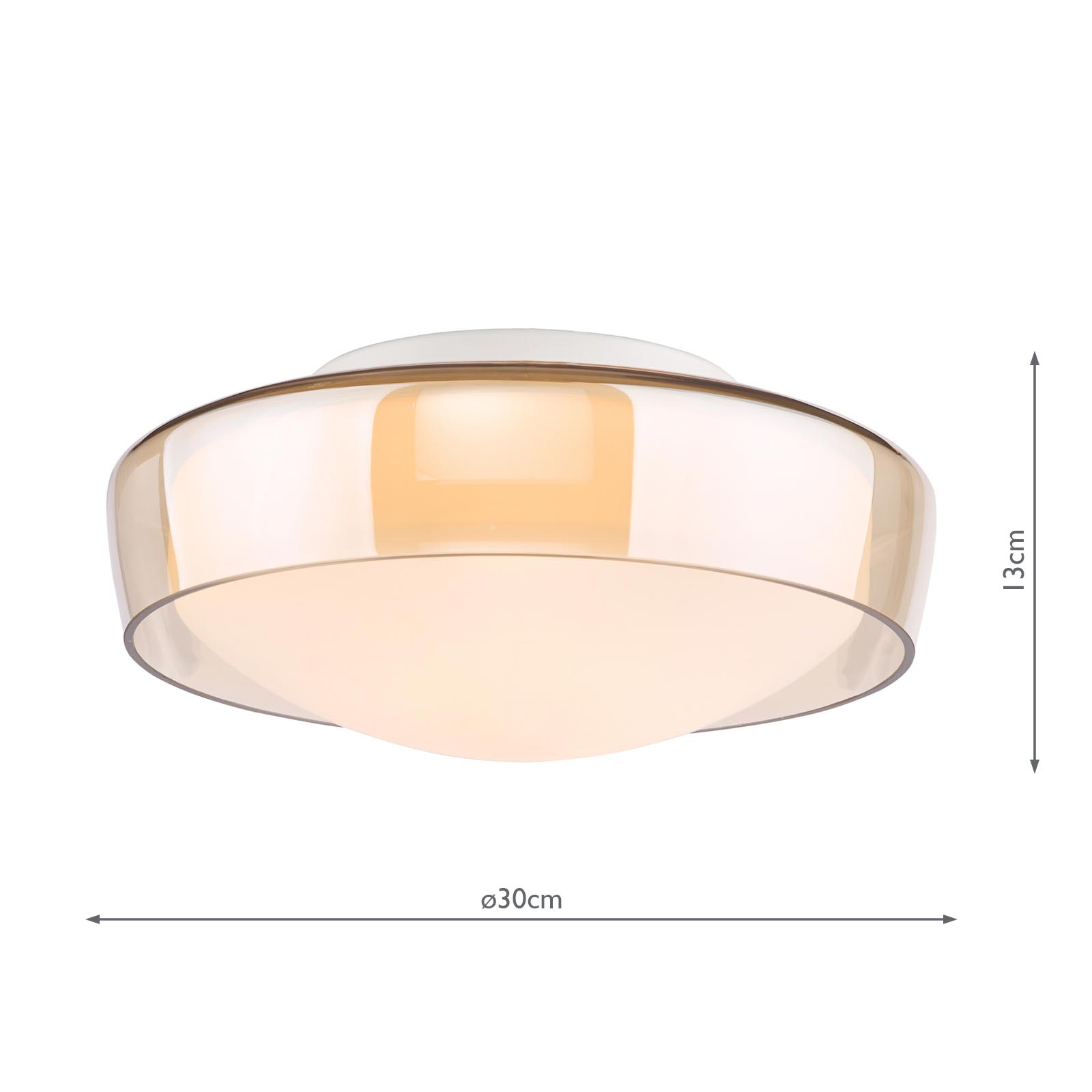 Dagon 3 Light Bathroom Ceiling Light Amber Glass and Opal Glass IP44