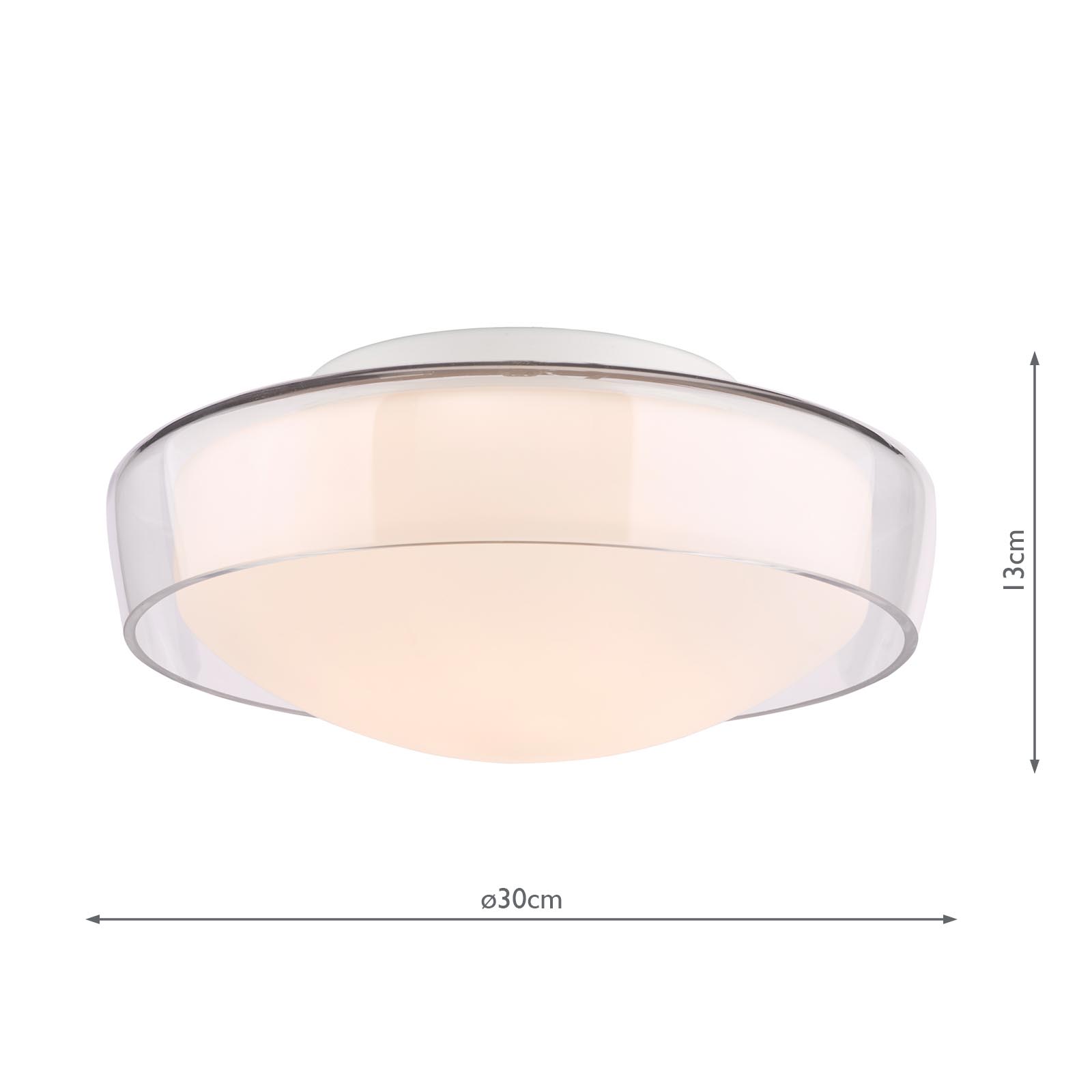 Dagon 3 Light Bathroom Ceiling Light Glass and Opal Glass IP44