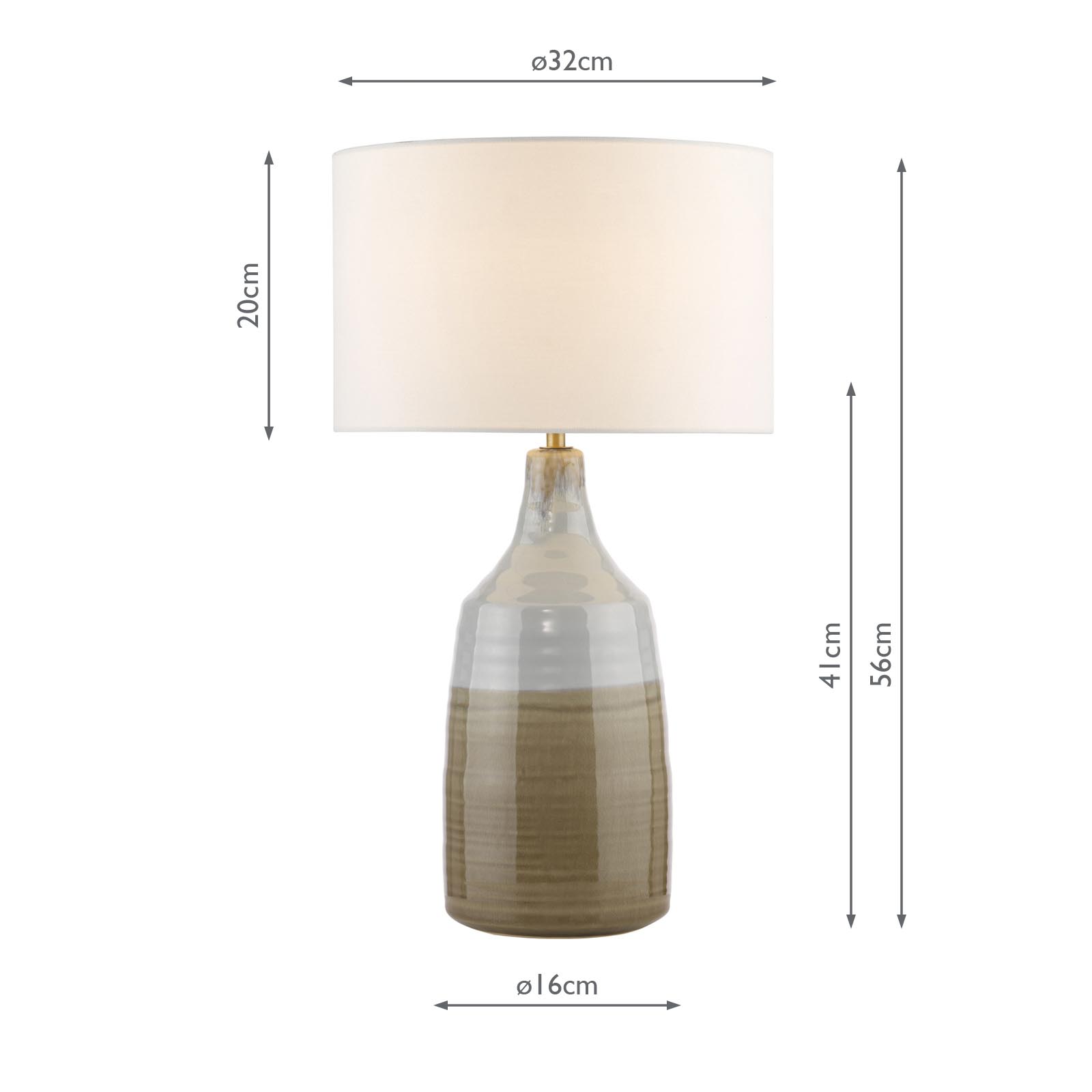 Desirus Table Lamp Blue Ceramic and Antique Brass With Ivory Drum Shade