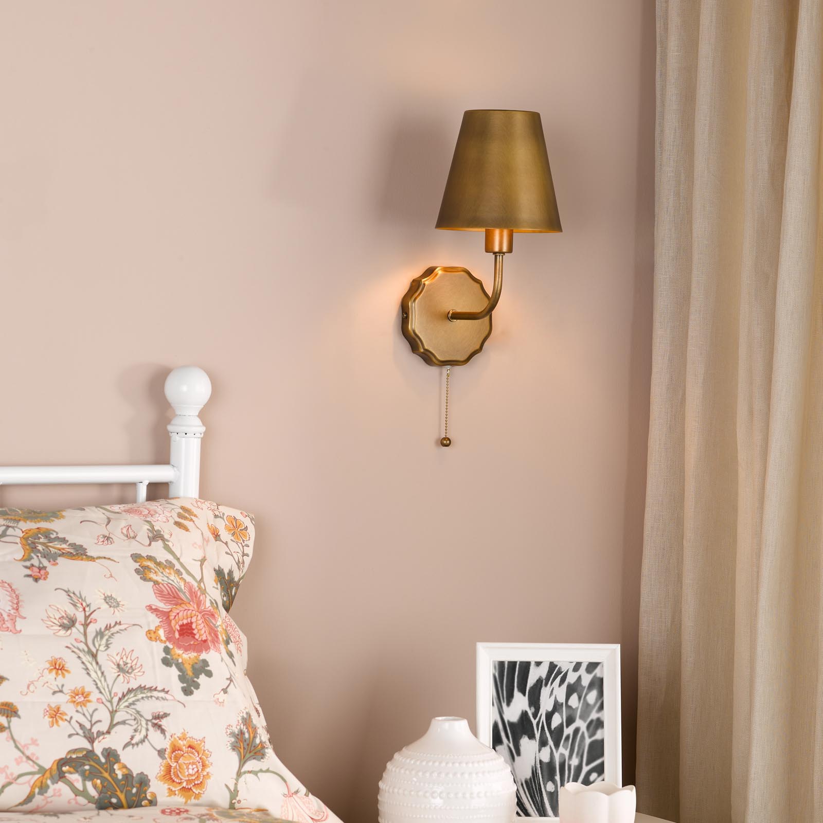 Dijon Wall Light Antique Bronze With Bronze Metal Shade