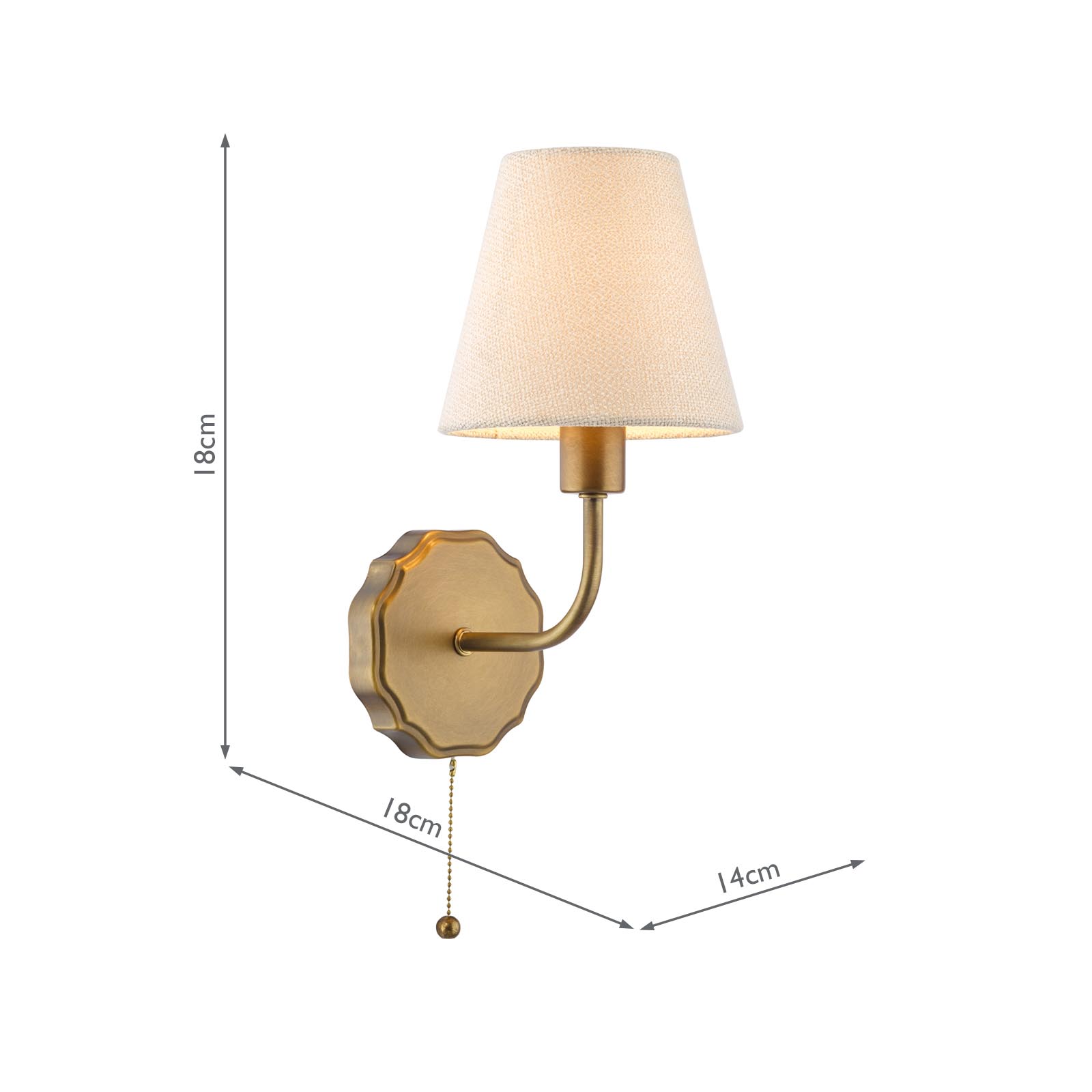 Dijon Wall Light Antique Bronze With Linen Hardback Shade