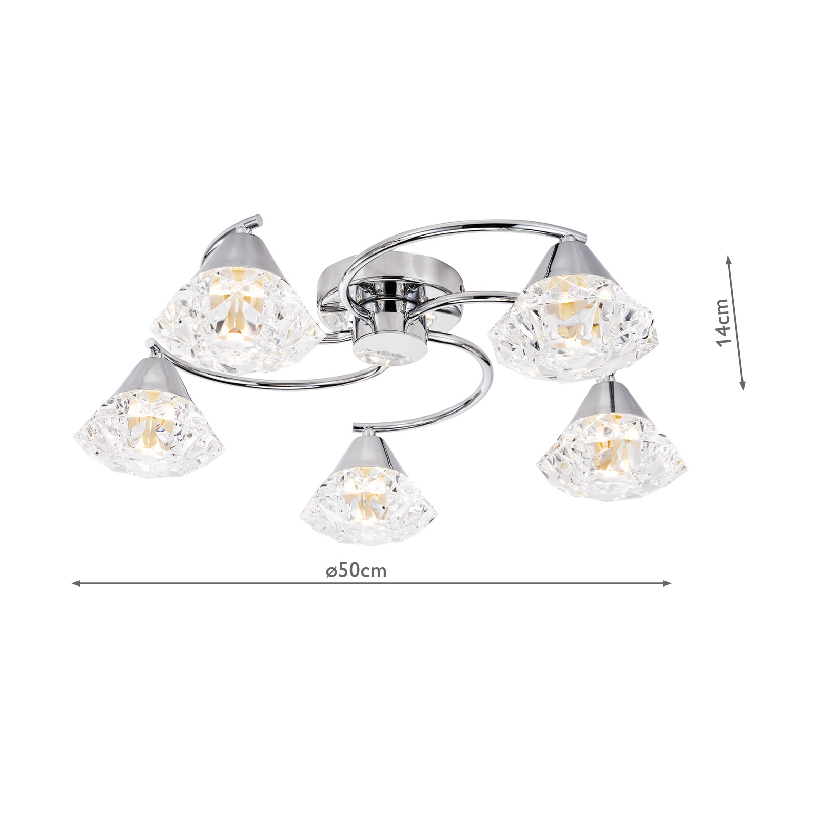 Dilys 5 Light Semi-Flush Polished Chrome