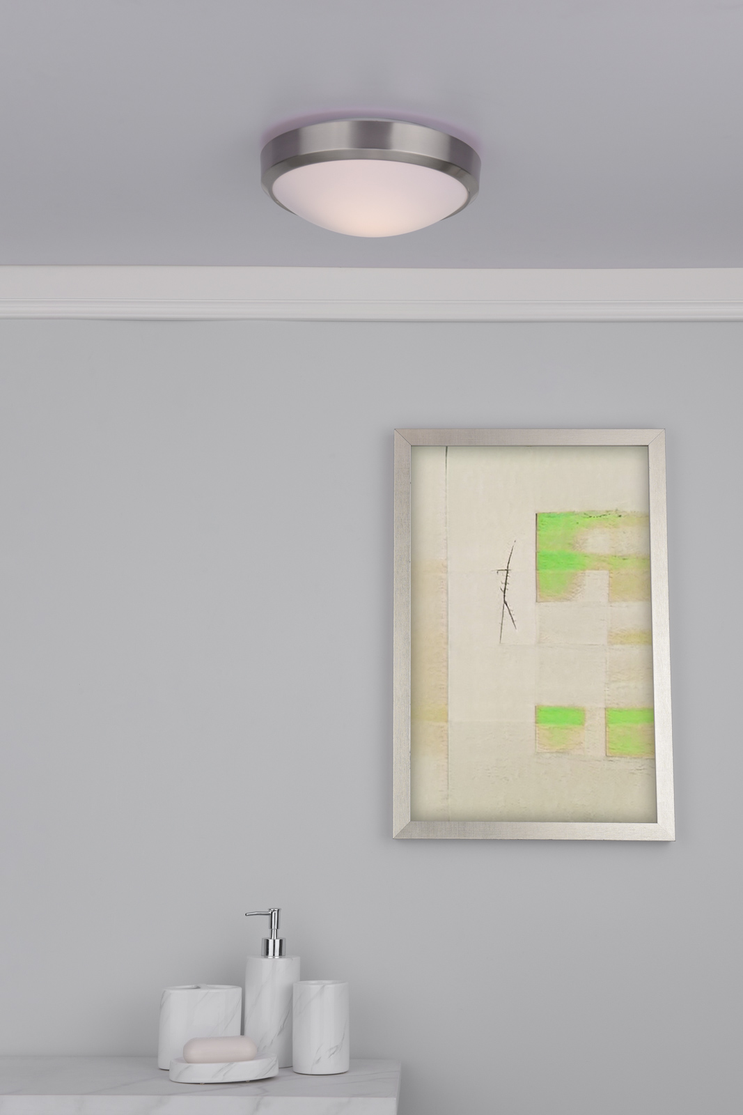 Dover Bathroom Ceiling Light Satin Chrome and Opal IP44