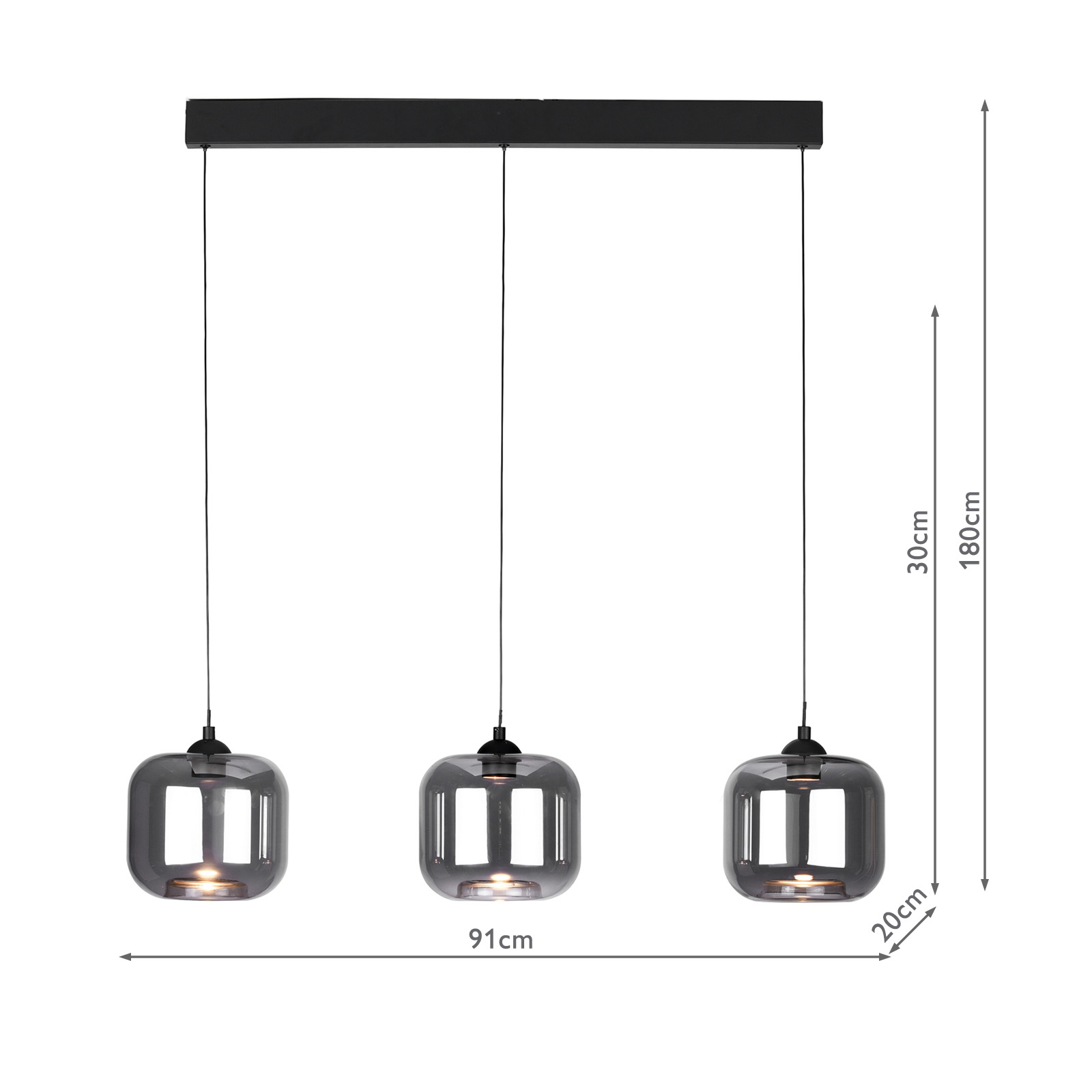 Eileen 3 Light Bar Pendant Matt Black LED