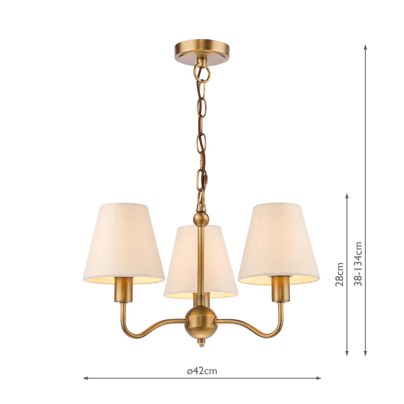 Elara 3 Light Pendant Antique Bronze With Linen Hardback Shades