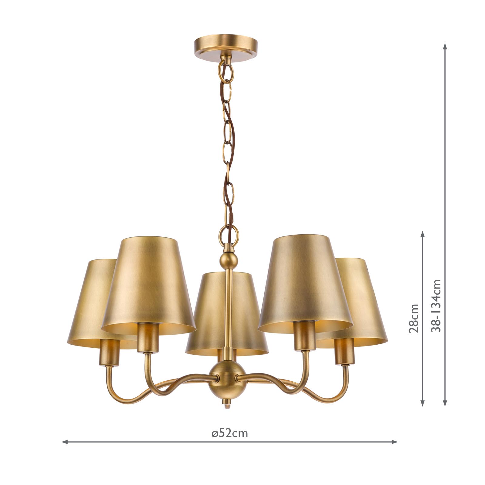Elara 5 Light Pendant Antique Bronze With Bronze Metal Shades