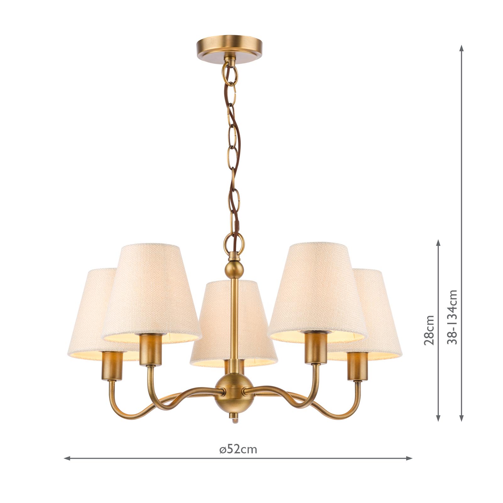 Elara 5 Light Pendant Antique Bronze With Linen Hardback Shades