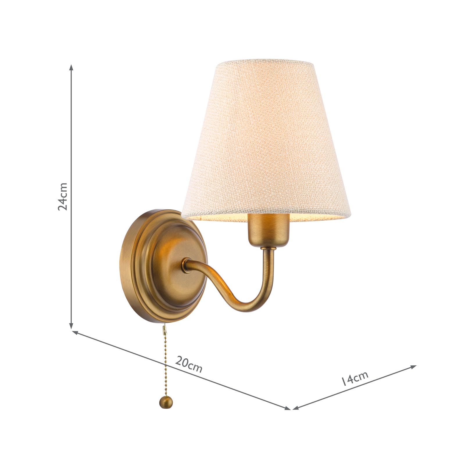 Elara Wall Lamp Antique Bronze With Linen Hardback Shades