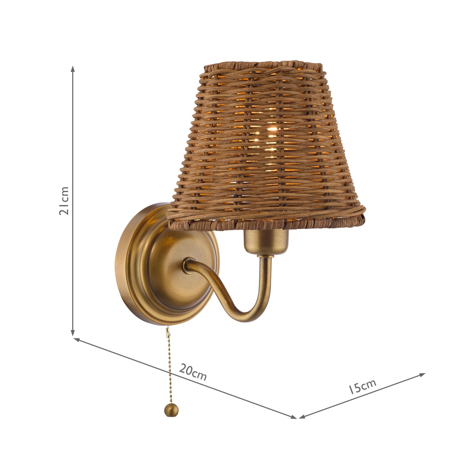 Elara Wall Lamp Antique Bronze With Hand-Woven Rattan Shades