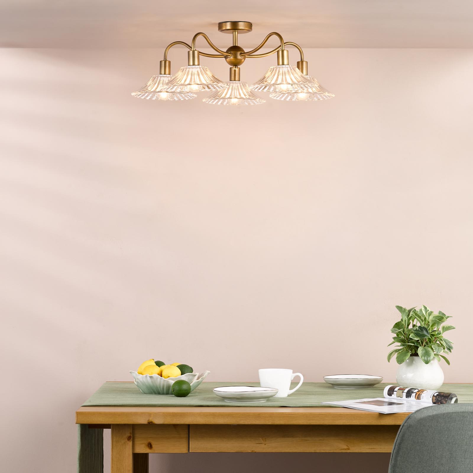 Elara 5 Light Semi-Flush Antique Bronze Fitting Only