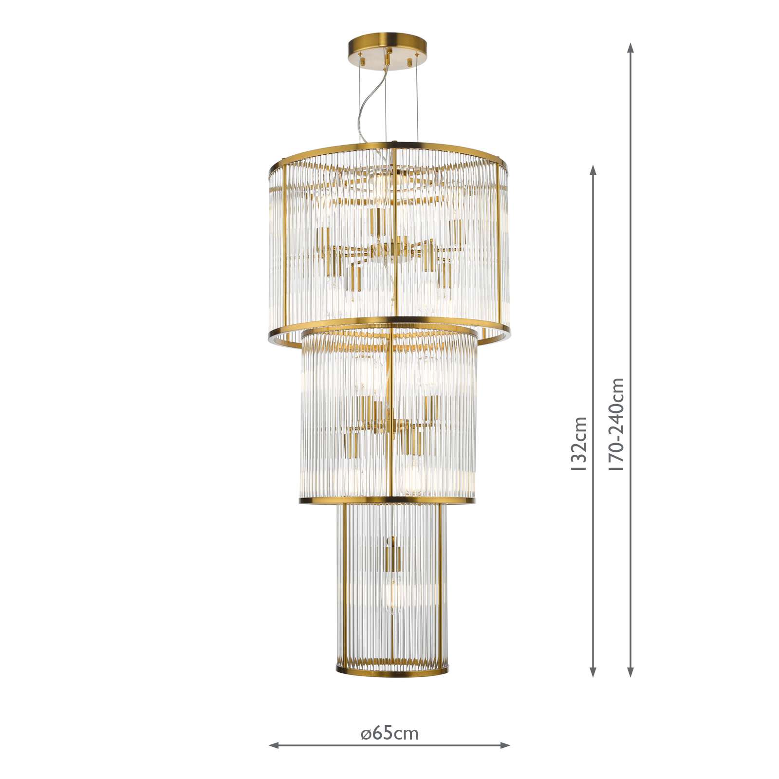 Eleanor 15 Light Chandelier Natural Brass Glass