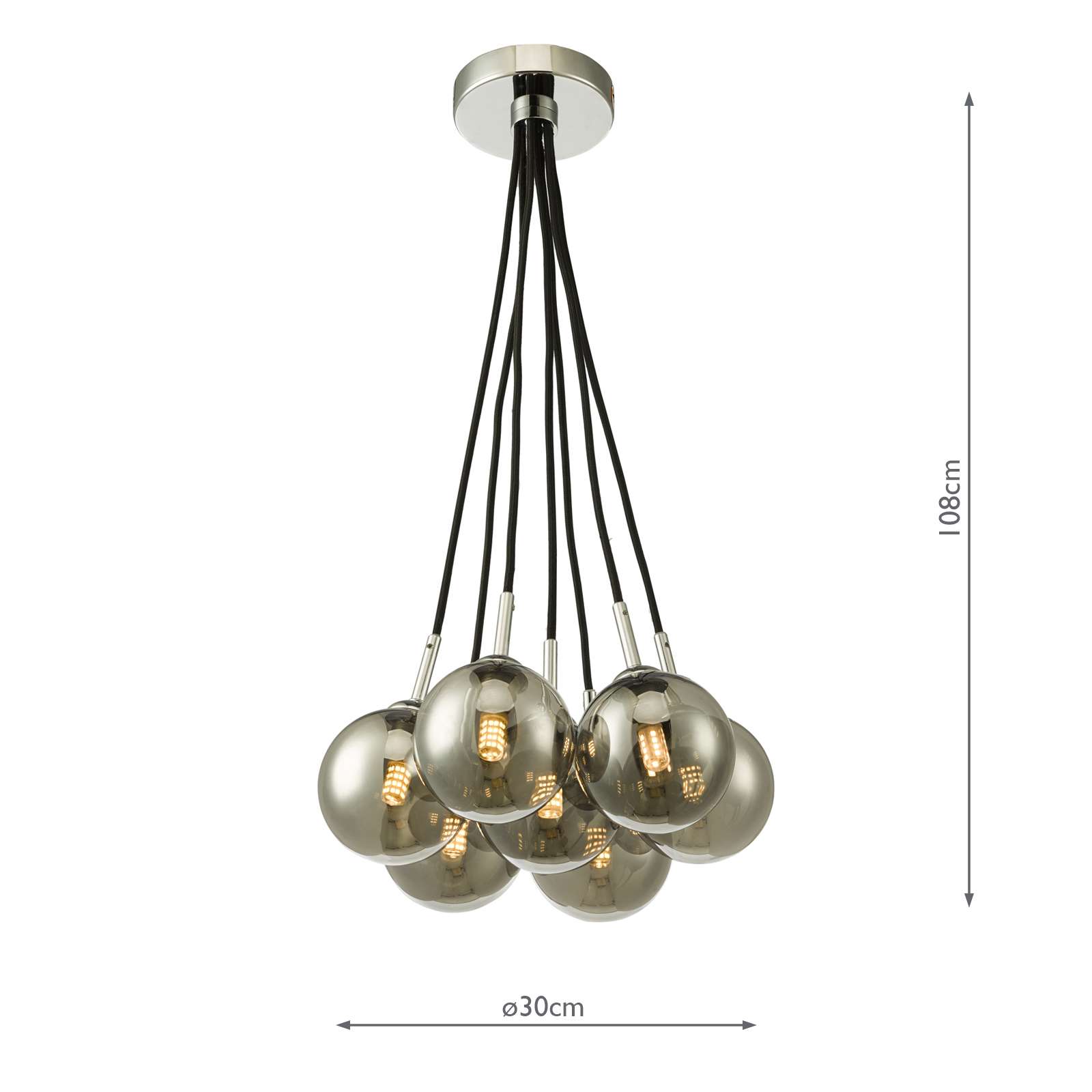 Elpis 7 Light Cluster Pendant Polished Chrome With Smoked Glass