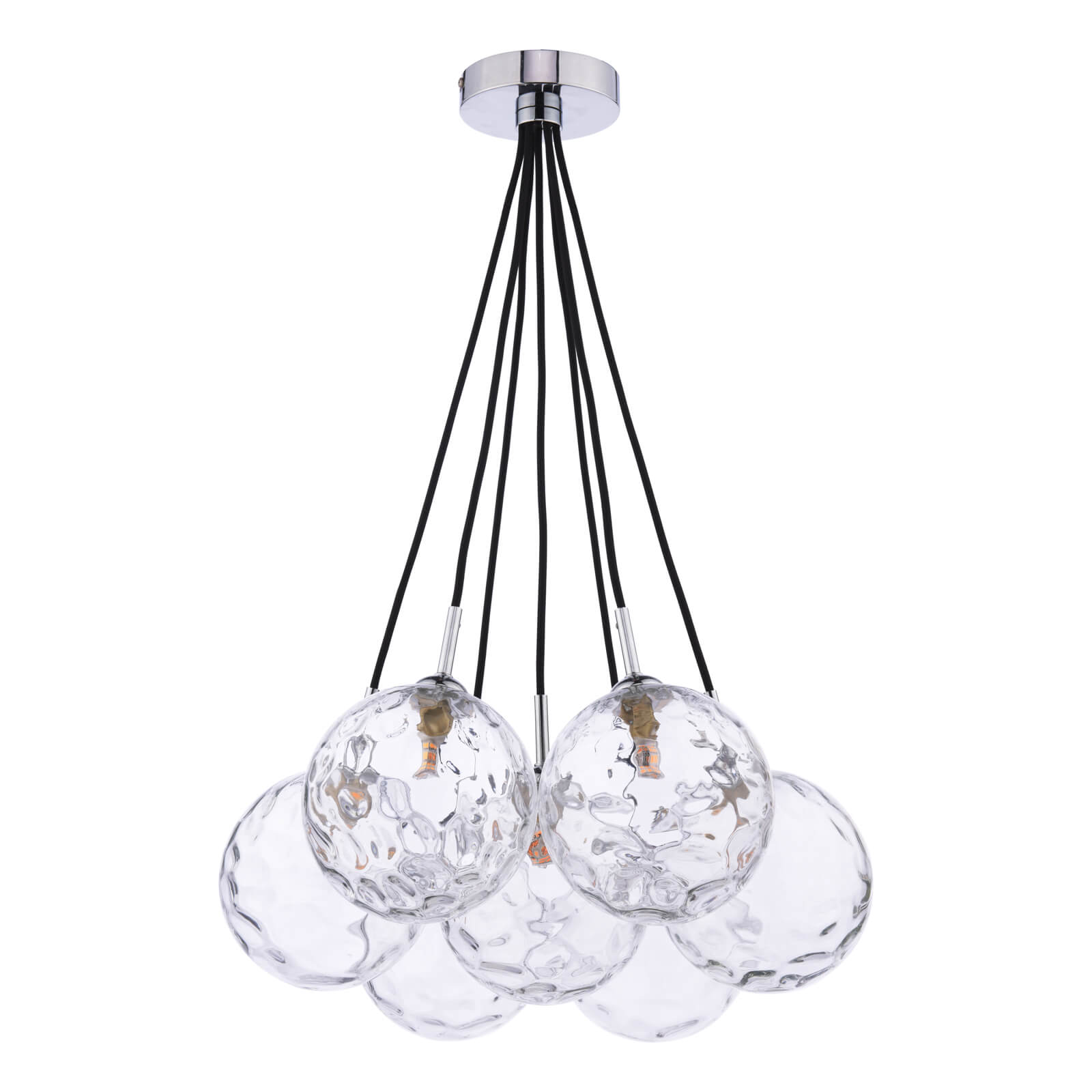 Elpis 7 Light Cluster Pendant Polished Chrome With Clear Dimpled Glass