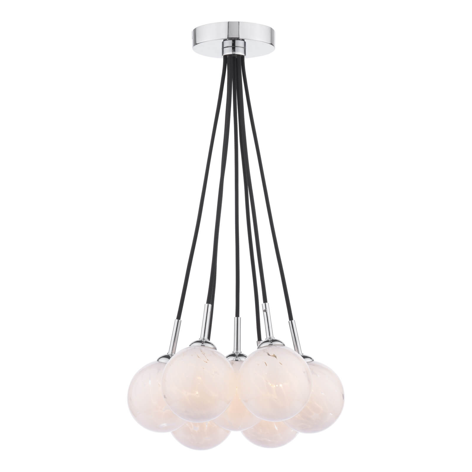 Elpis 7 Light Cluster Pendant Polished Chrome With White Confetti Glass