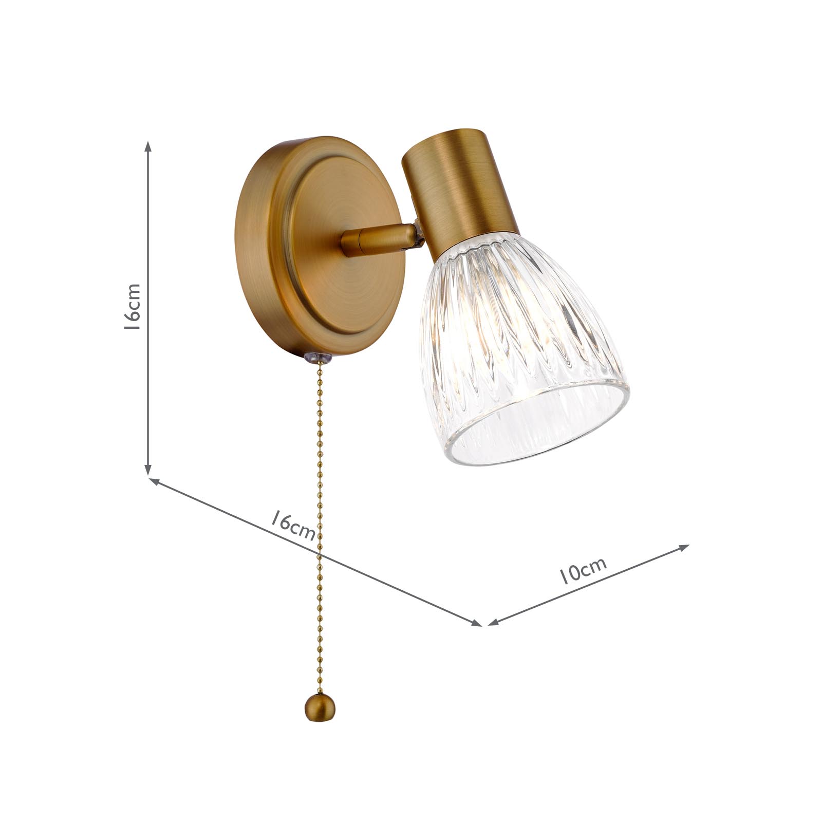 Elron Single Spotlight Antique Bronze and Ribbed Glass