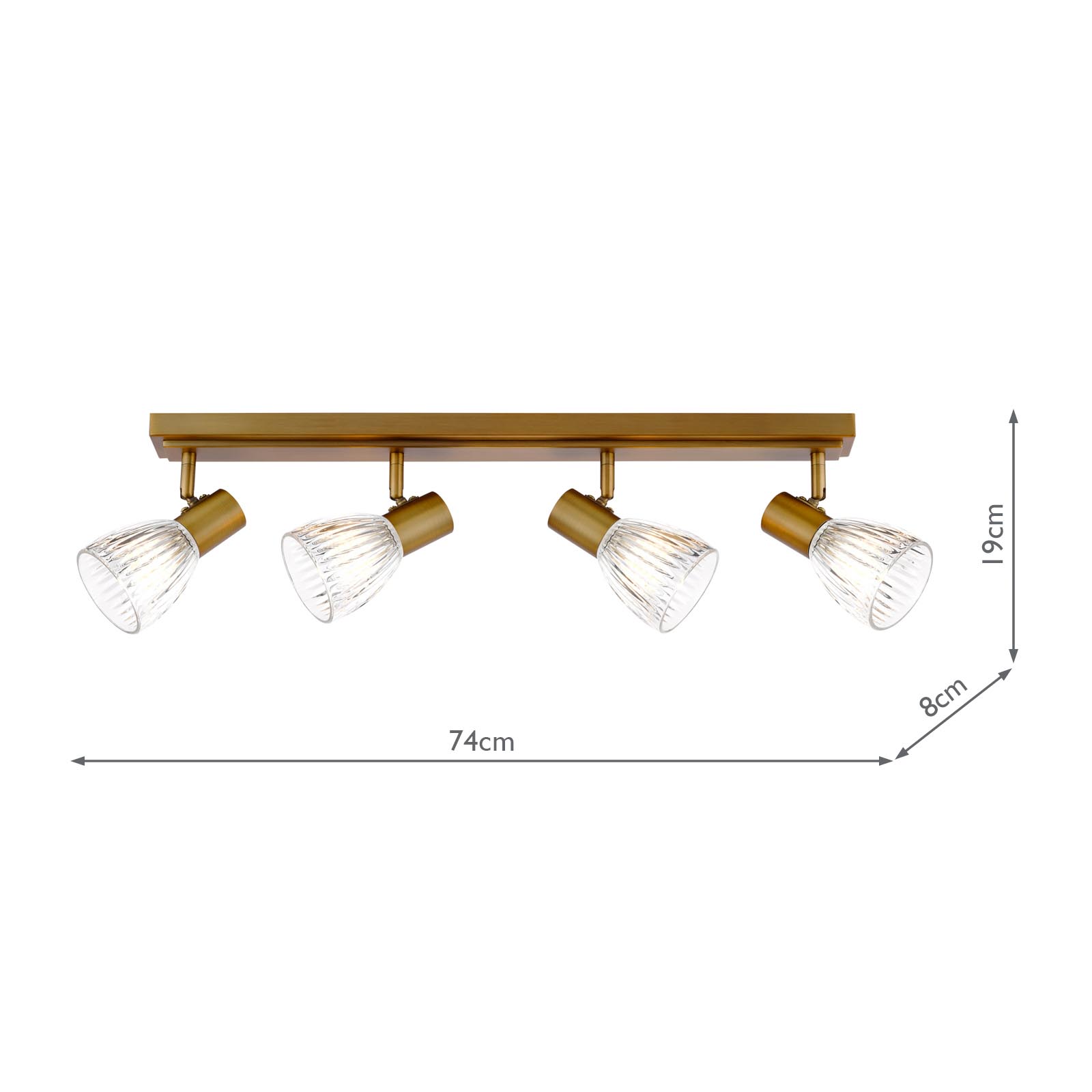 Elron 4 Light Bar Spotlight Antique Bronze and Ribbed Glass