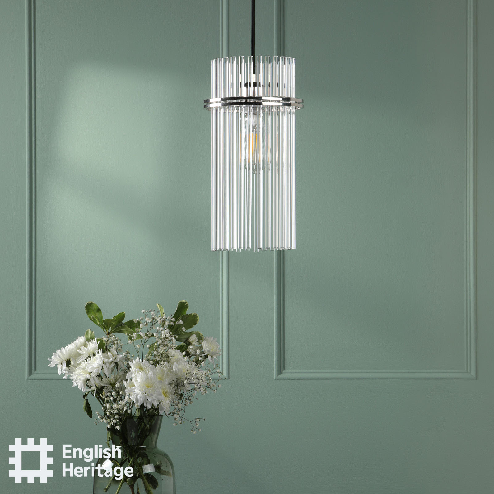 Eltham Pendant Polished Nickel and Glass