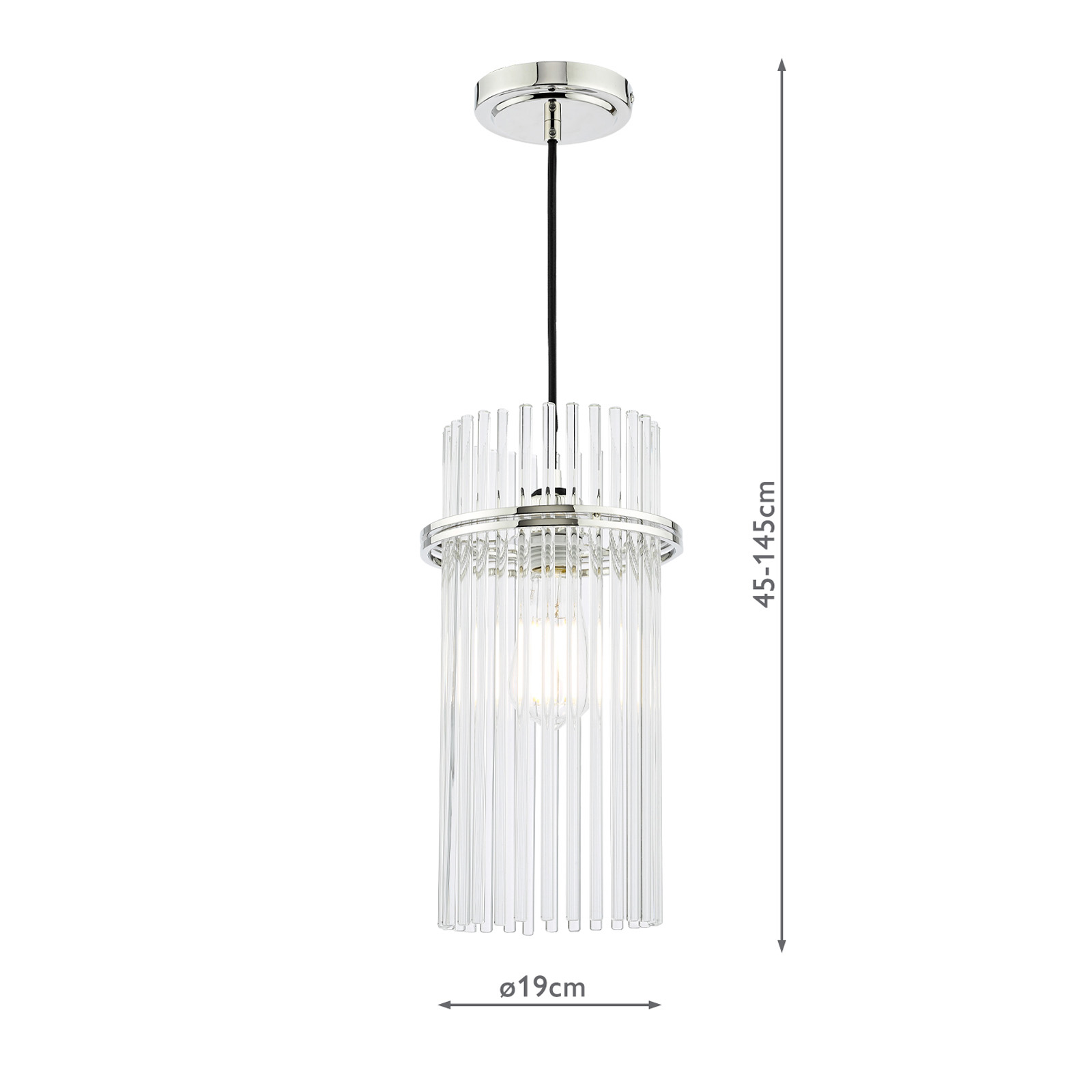 Eltham Pendant Polished Nickel and Glass