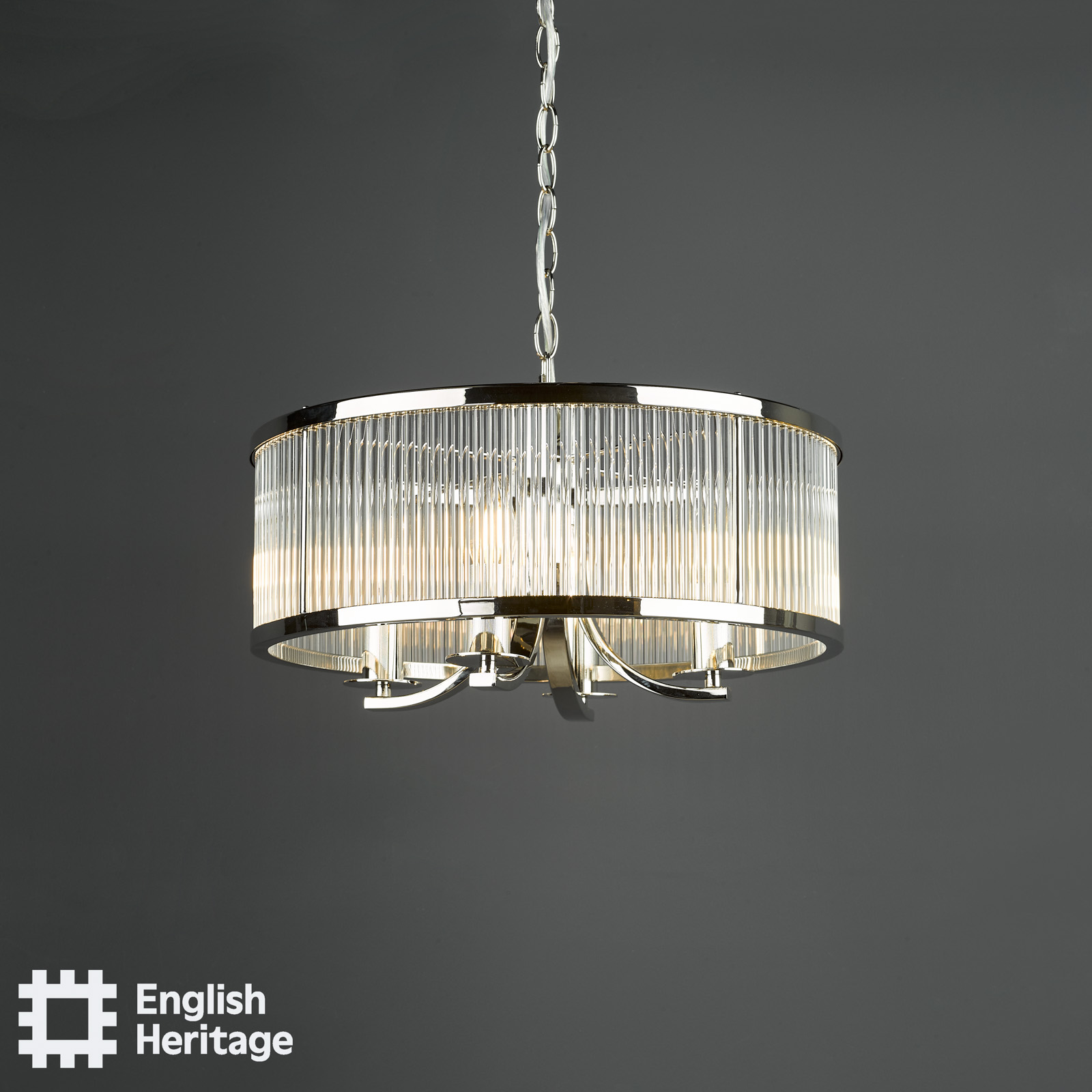 Eltham 4 Light Pendant Polished Nickel and Glass