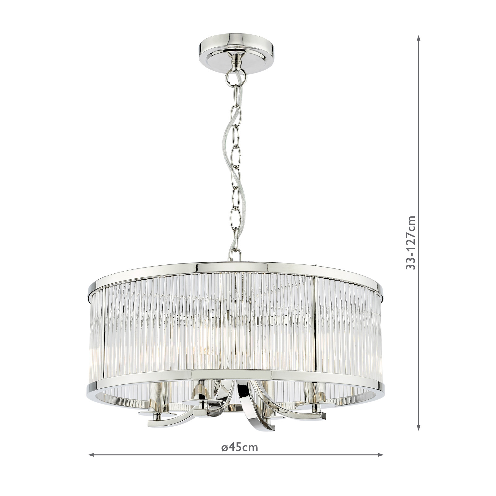 Eltham 4 Light Pendant Polished Nickel and Glass