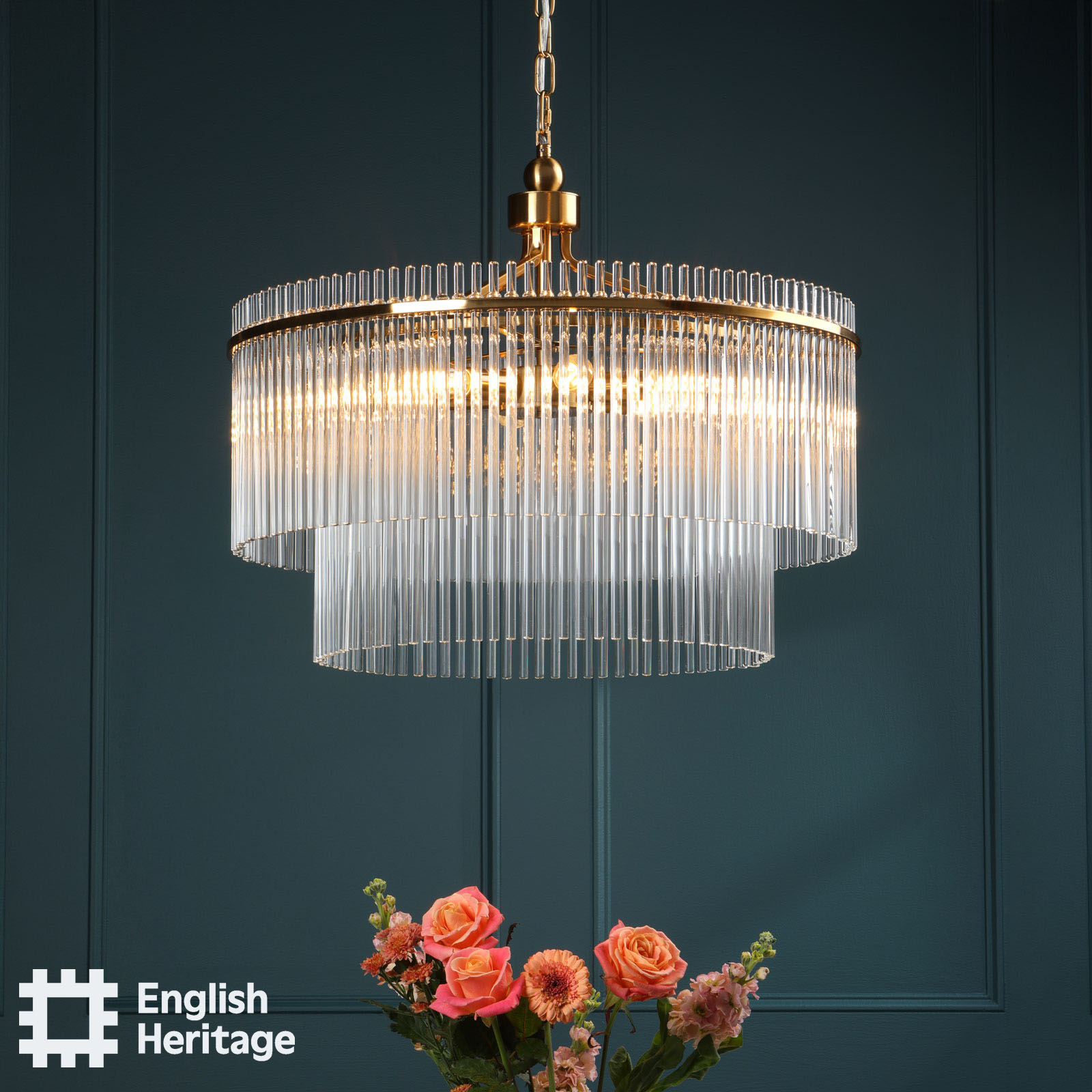Eltham 6 Light Pendant Antique Gold and Glass