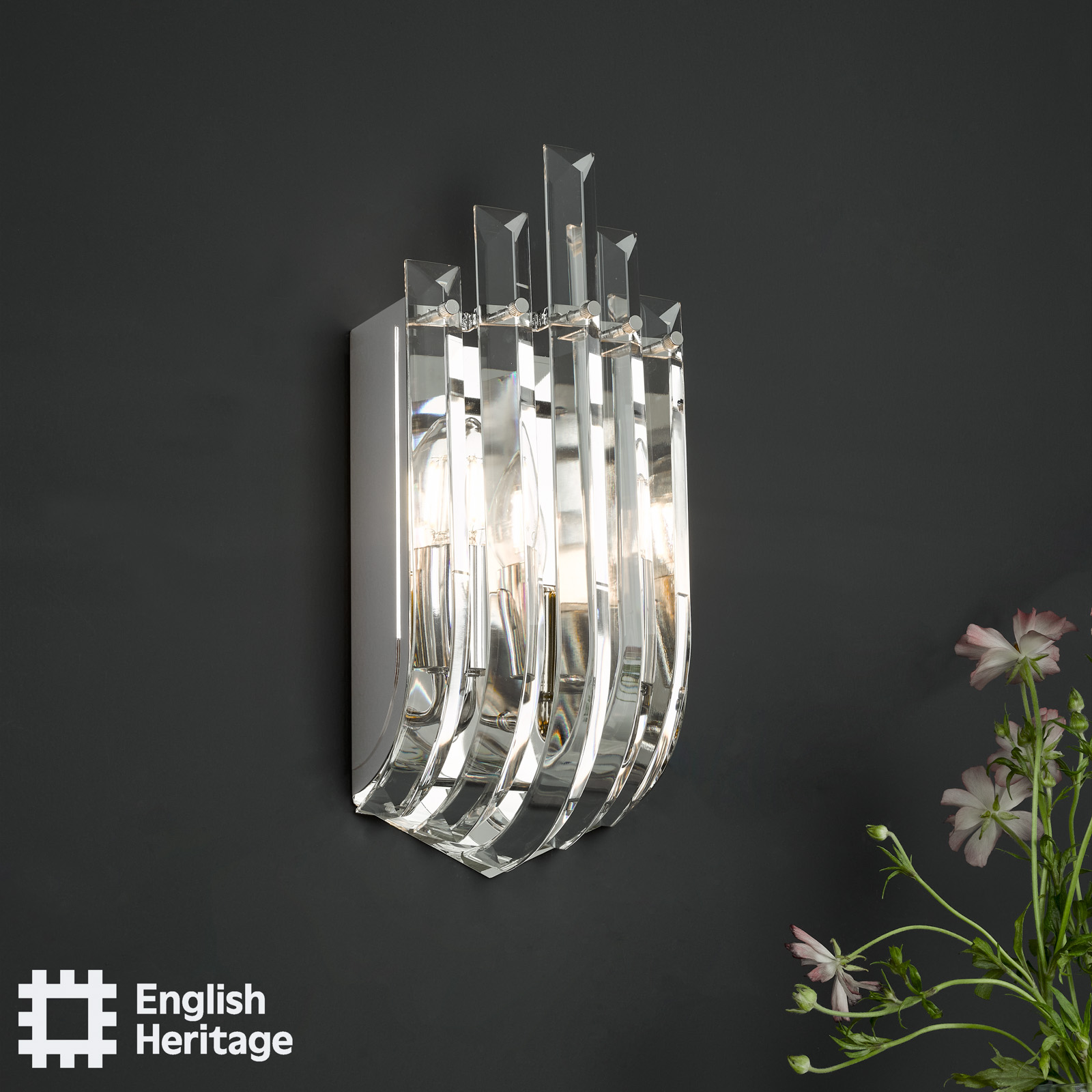 Eltham 2 Light Wall Light Polished Nickel and Crystal