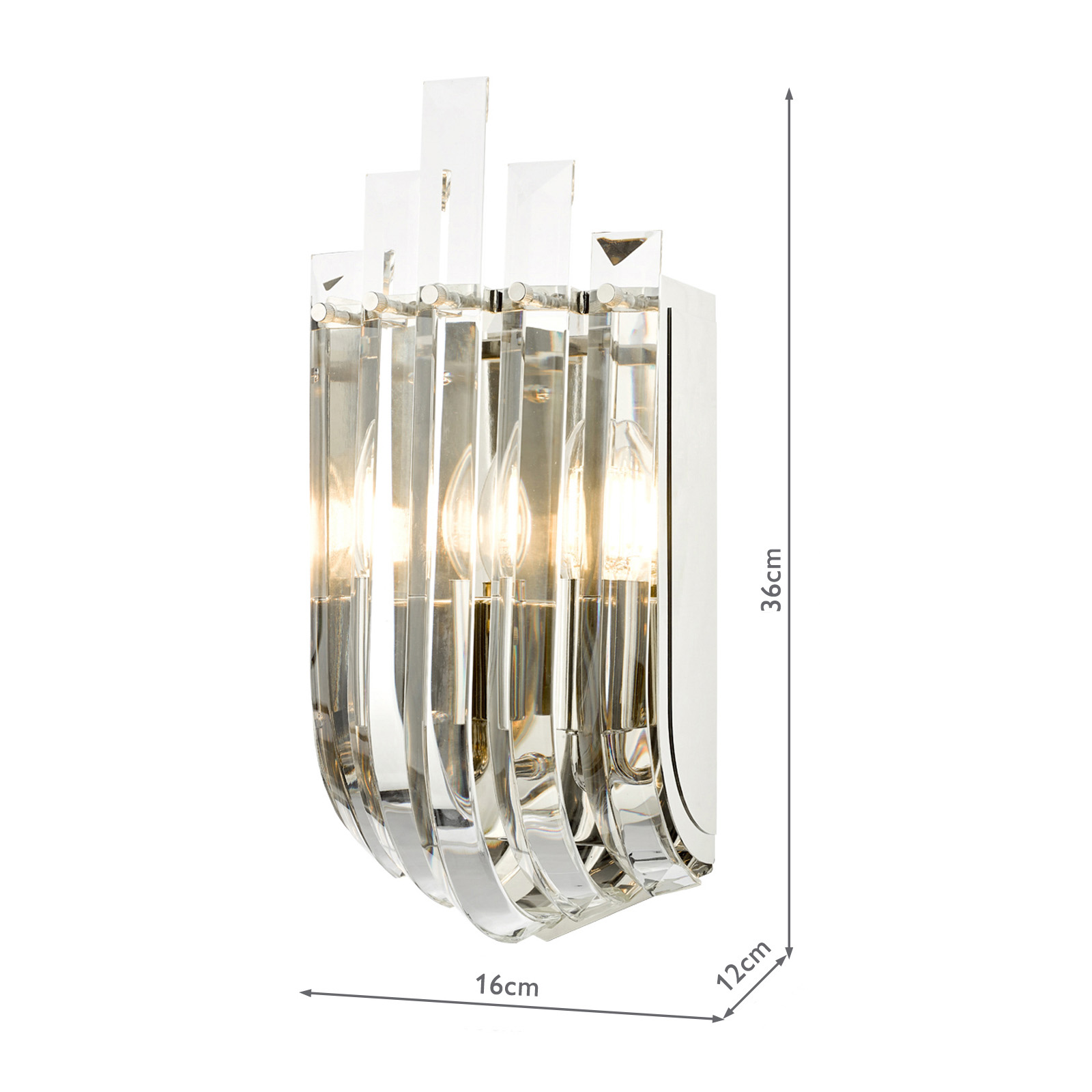 Eltham 2 Light Wall Light Polished Nickel and Crystal