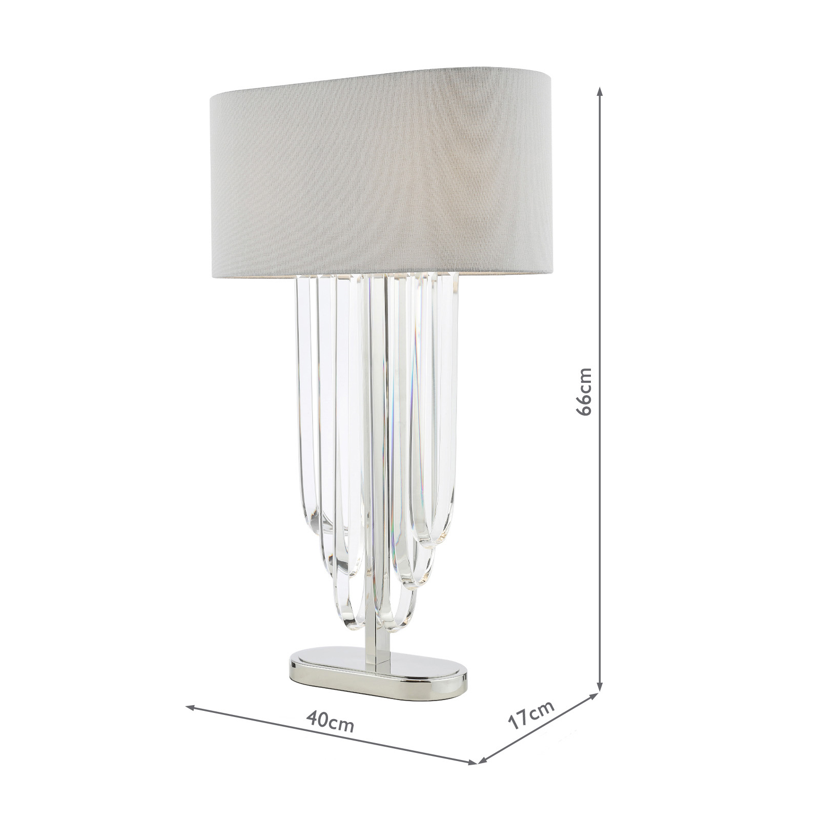 Eltham 2 Light Table Lamp Polished Nickel and Crystal With Shade