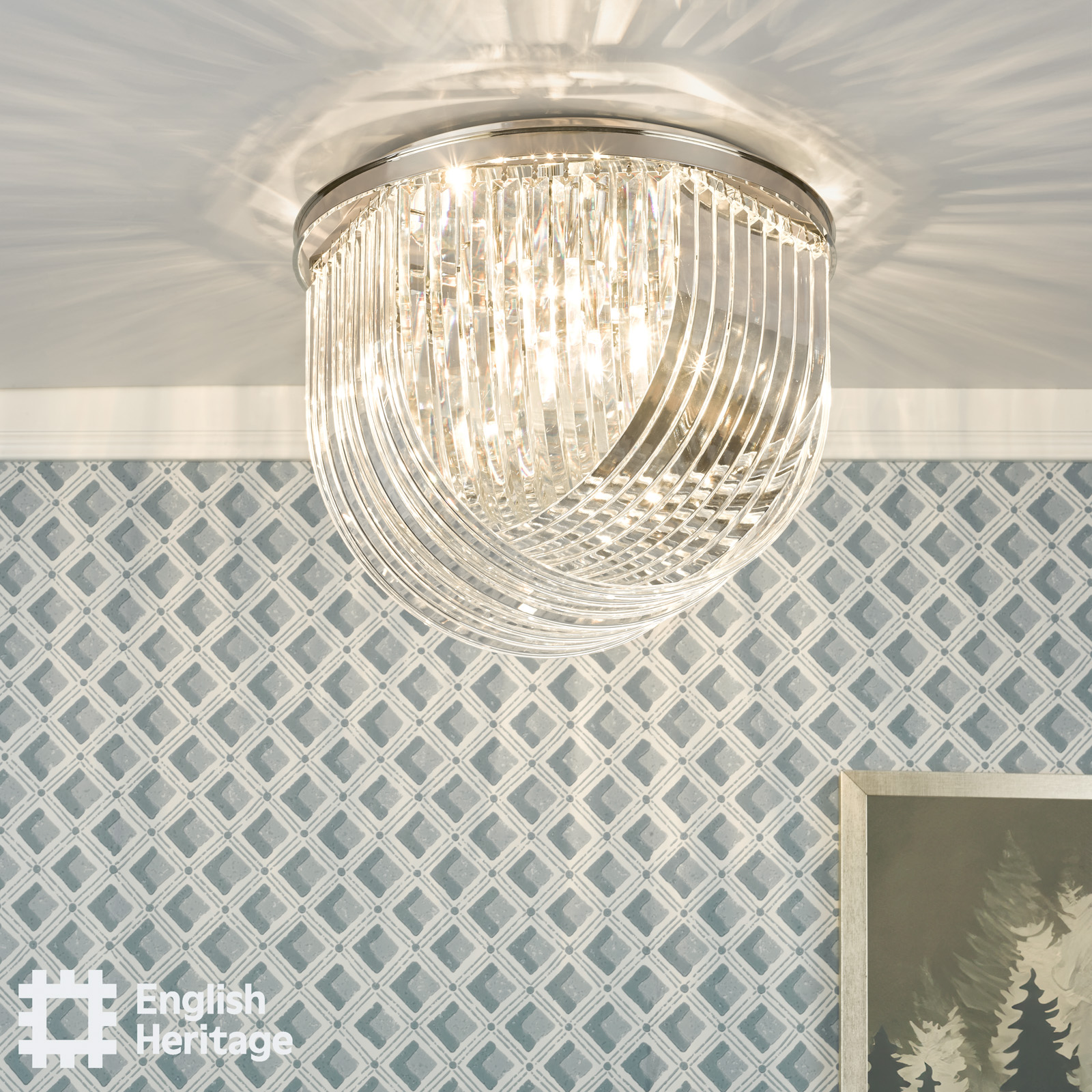 Eltham 4 Light Flush Polished Nickel and Crystal